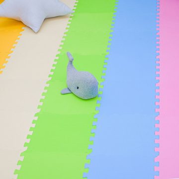 LittleTom Puzzlematte 45 Teile Baby Kinder Puzzlematte ab Null - 30x30, Pink Gelb Beige Blau Grün