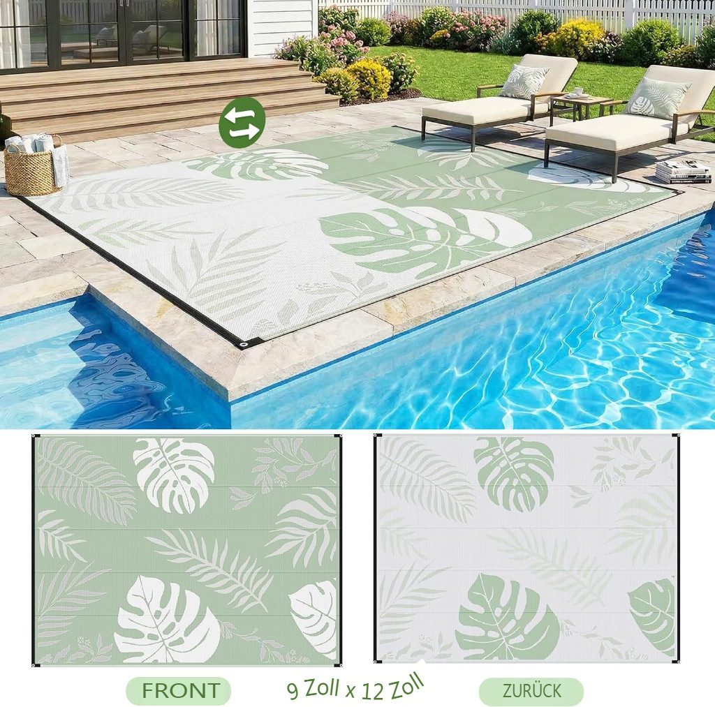 GOTGELIF Outdoorteppich 270 x 550cm Extra Größe Teppich für Balkon, Terrasse, Pool, Camping, Rechteckig, Höhe: 3 mm, Boho-Stil Flachgewebe, Doppelseitig, Wetter – Bild 2 von 5