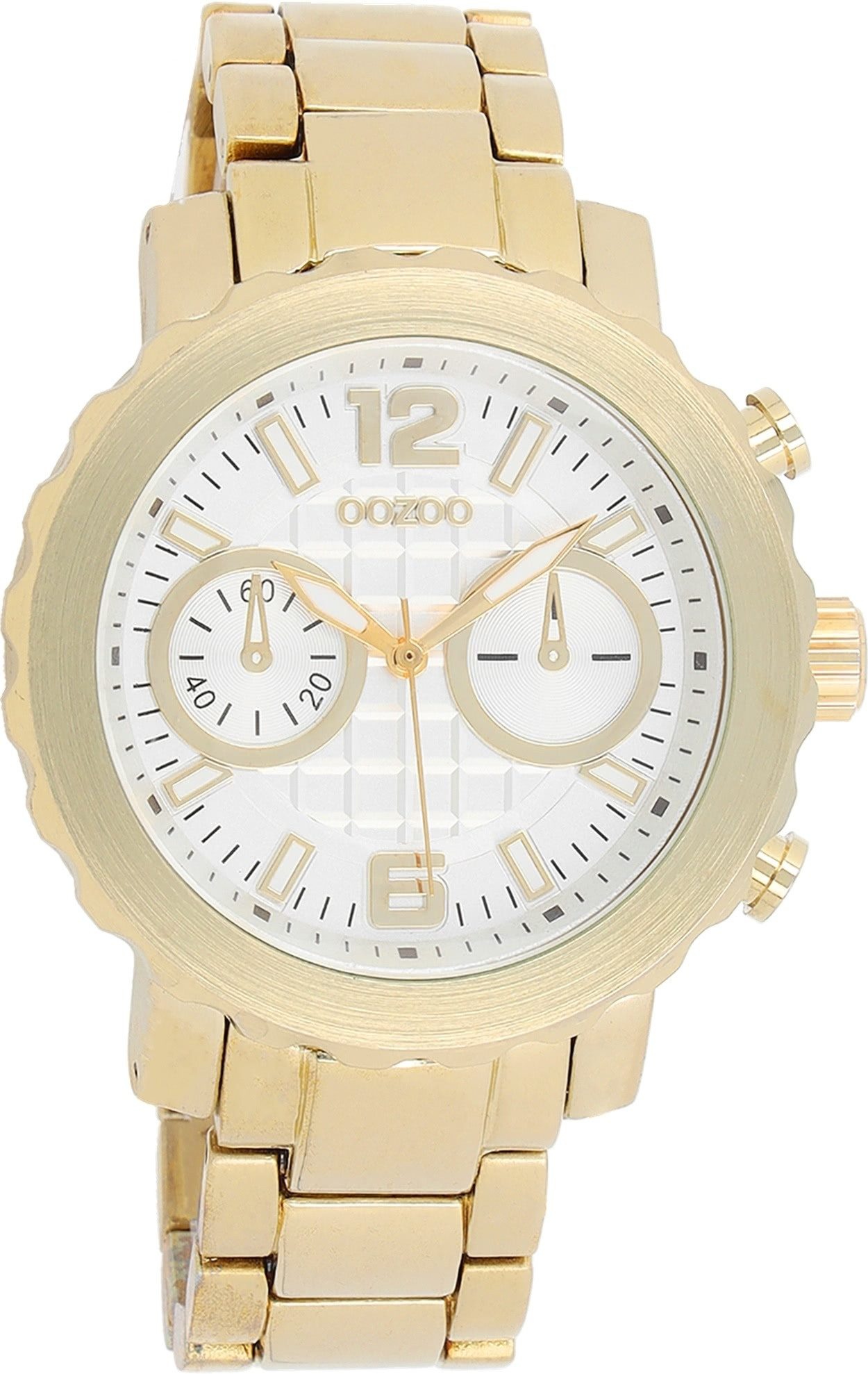 OOZOO Quarzuhr Oozoo Herren Armbanduhr Vintage Series, (Analoguhr), Herrenuhr rund, groß (ca. 40mm) Metallarmband gold