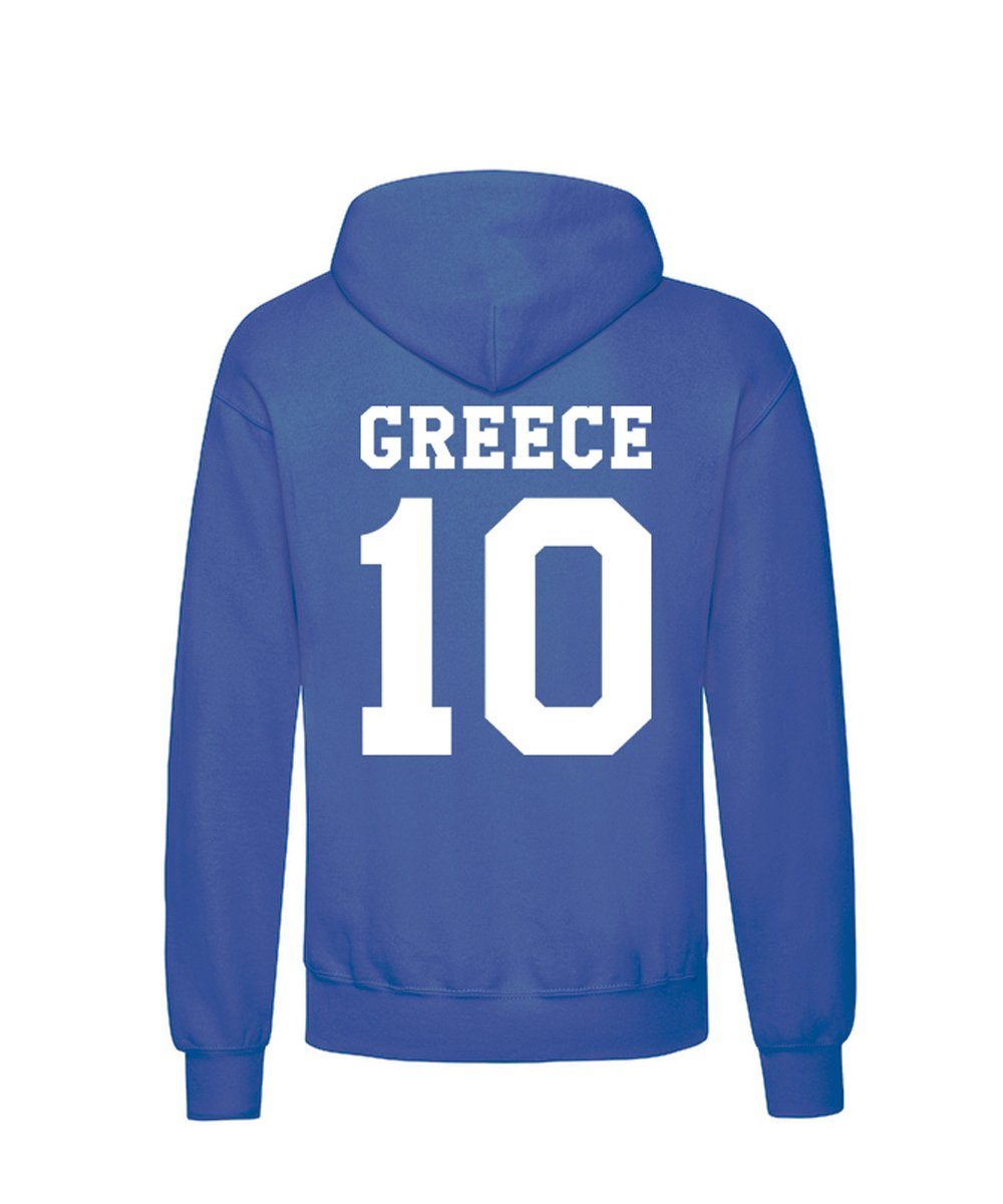 Youth Designz Kapuzenpullover Griechenland Herren Hoodie Pullover im Fußball Trikot Look mit trendigem Frontprint