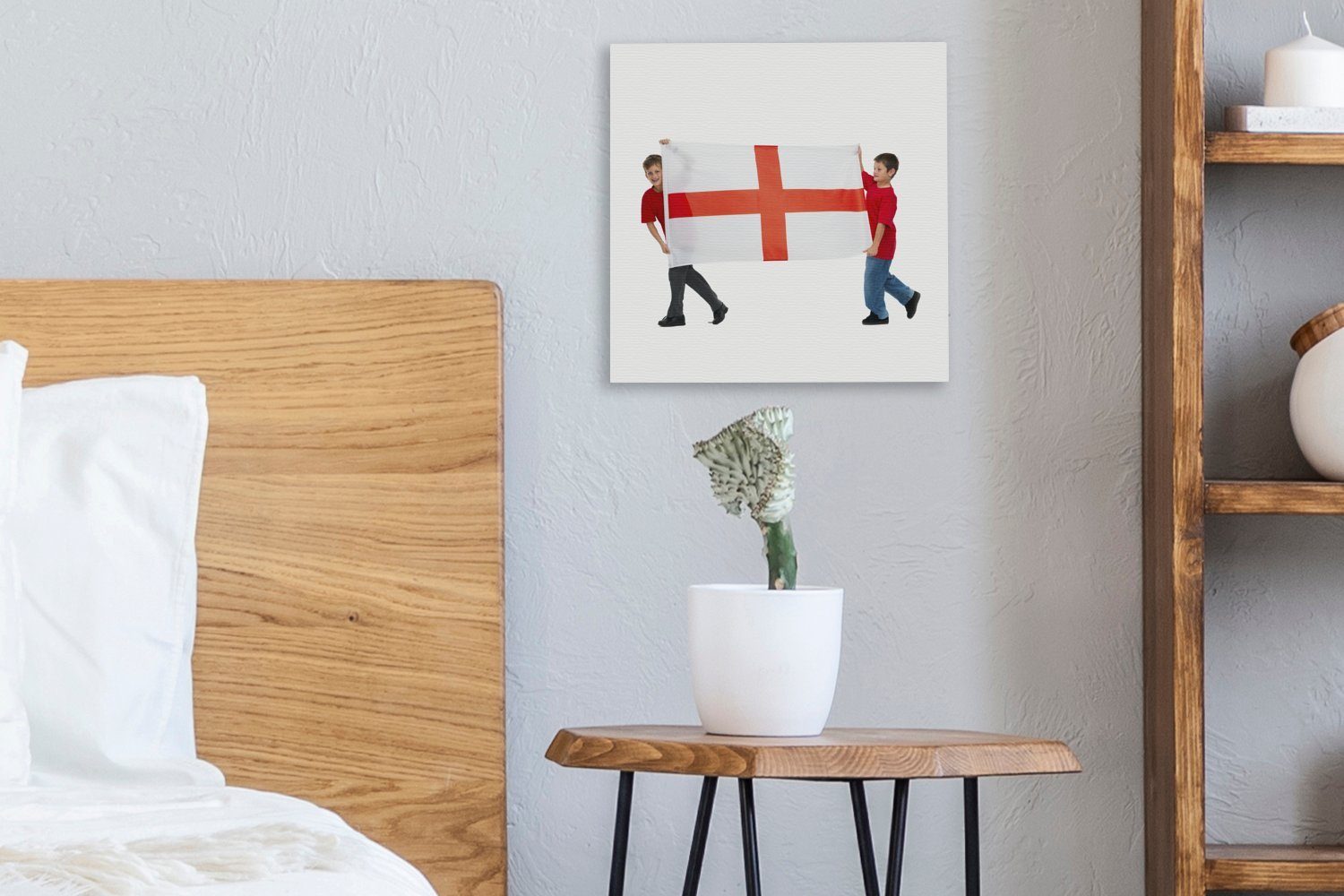 tragen die Zwei Bilder Schlafzimmer Jungen englische Wohnzimmer (1 Flagge, St), Leinwandbild für OneMillionCanvasses® Leinwand