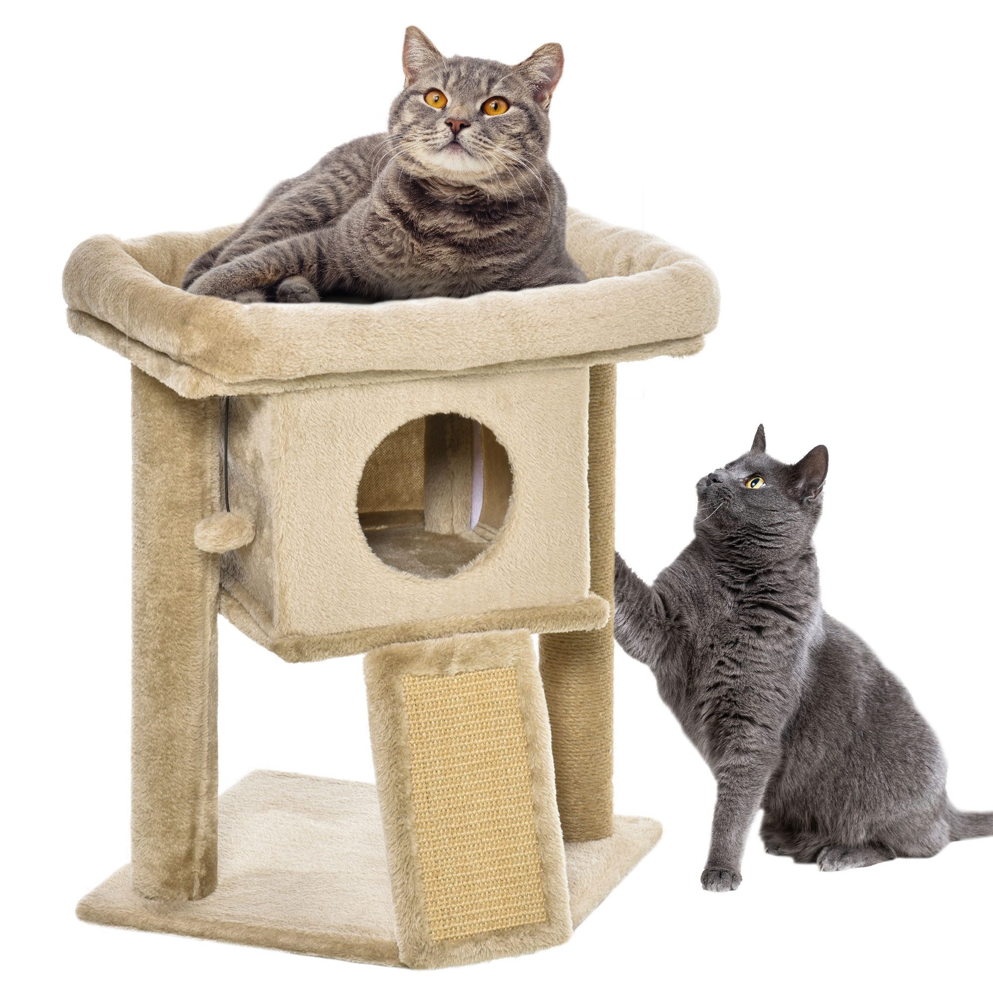PawHut Kratzbaum Kleiner Katzenturm mit Höhle, Spielball, Katzenkratzbaum, 40B x 40T x 57H cm