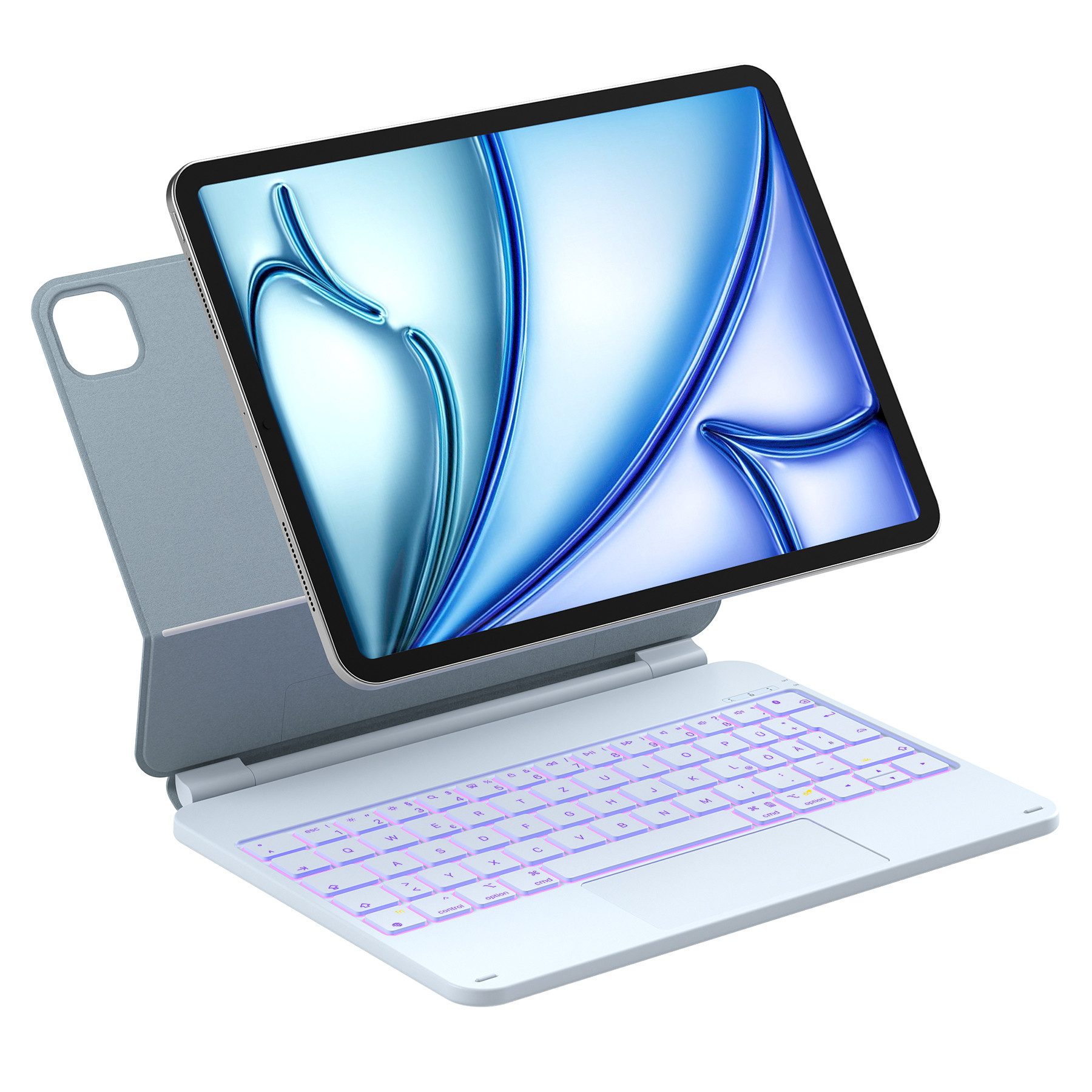 Inateck Magic Keyboard für 10.9-11 Zoll iPad A16 11/10 Gen, Air/Pro iPad-Tastatur (Freitragender Ständer, 7-Farbige Hintergrundbeleuchtung)