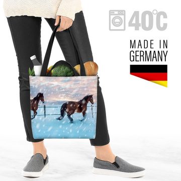 VOID Henkeltasche (1-tlg), Pferde Rennen Schnee Reiten pferd galoppieren natur wolken laufen sch