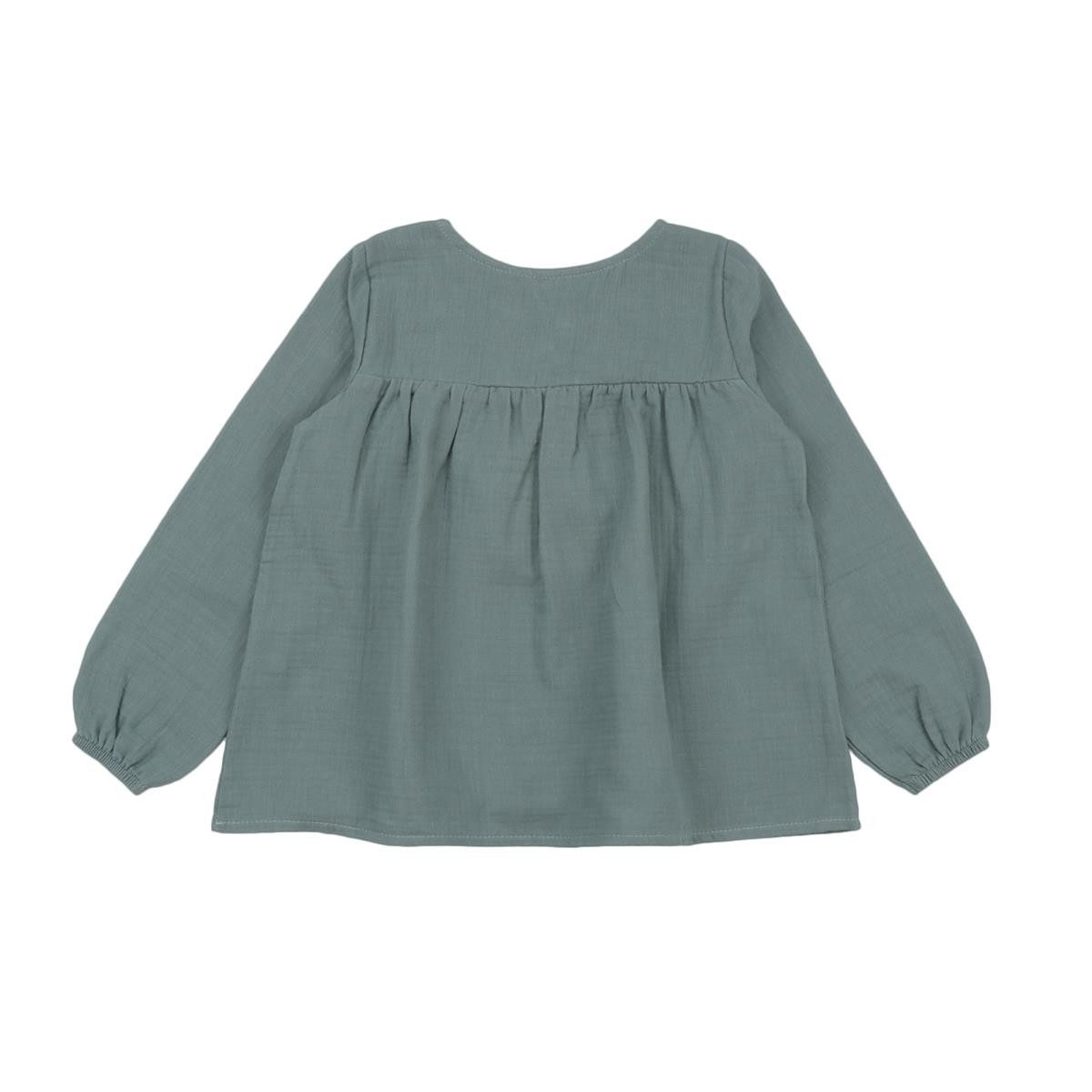 Blusenshirt Kinderbluse aus Bio-Baumwolle in sanftem Grün