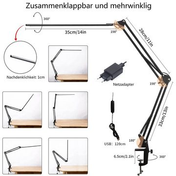 GelldG LED Schreibtischlampe Schreibtischlampe, Dimmbar Klemmbar Architektenlampe mit Schwenkarm