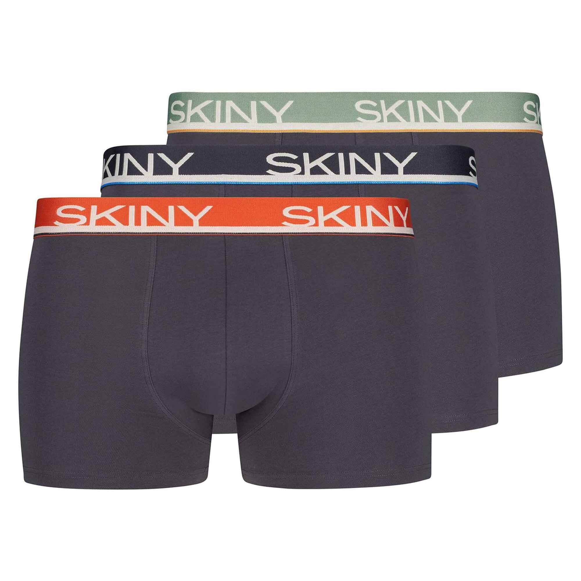 Pack Grau/Orange/Grün Herren Unterhose 3er Boxer Pants - Unterwäsche, Skiny