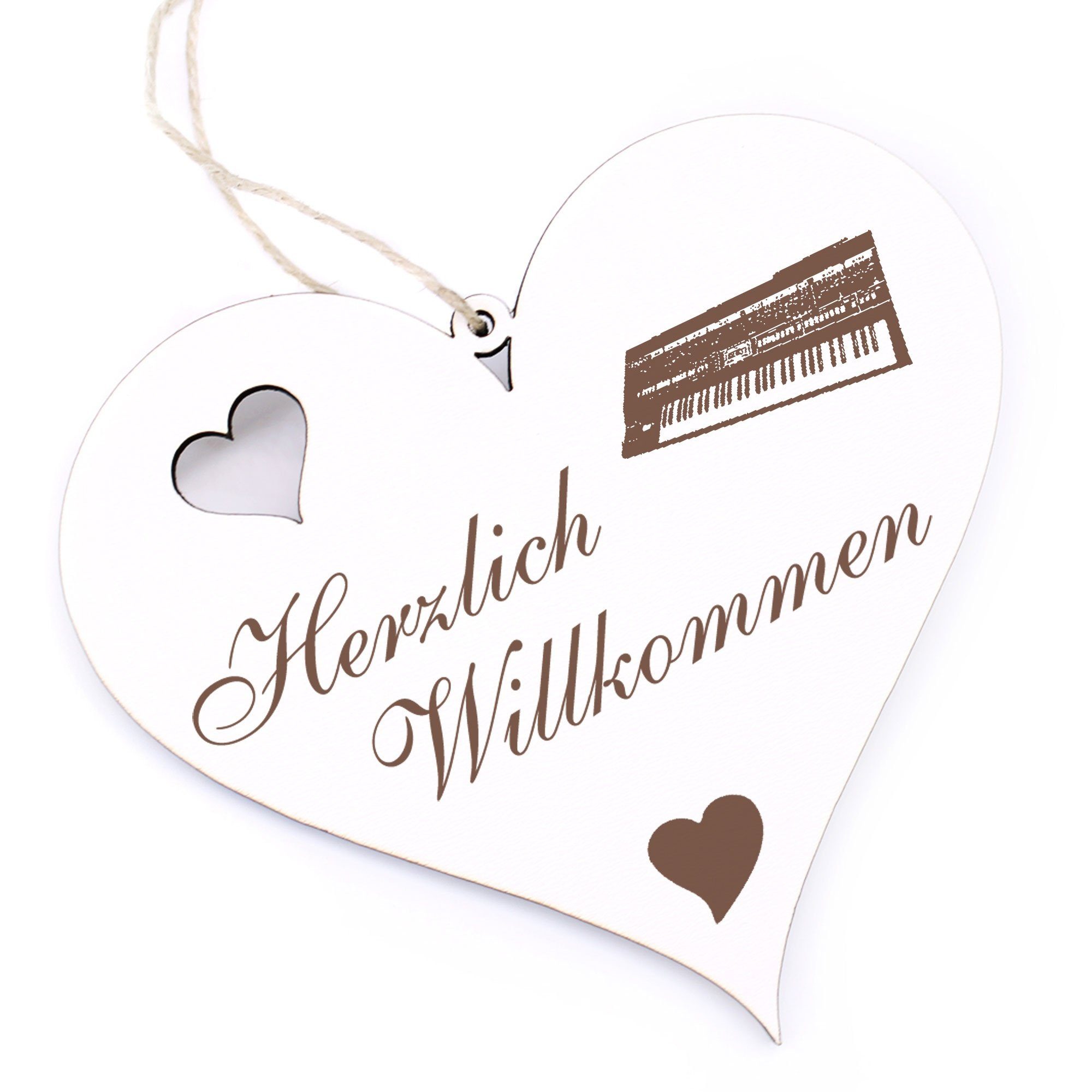 Dekolando Hängedekoration Herzlich Willkommen - Keyboard - 13x12cm