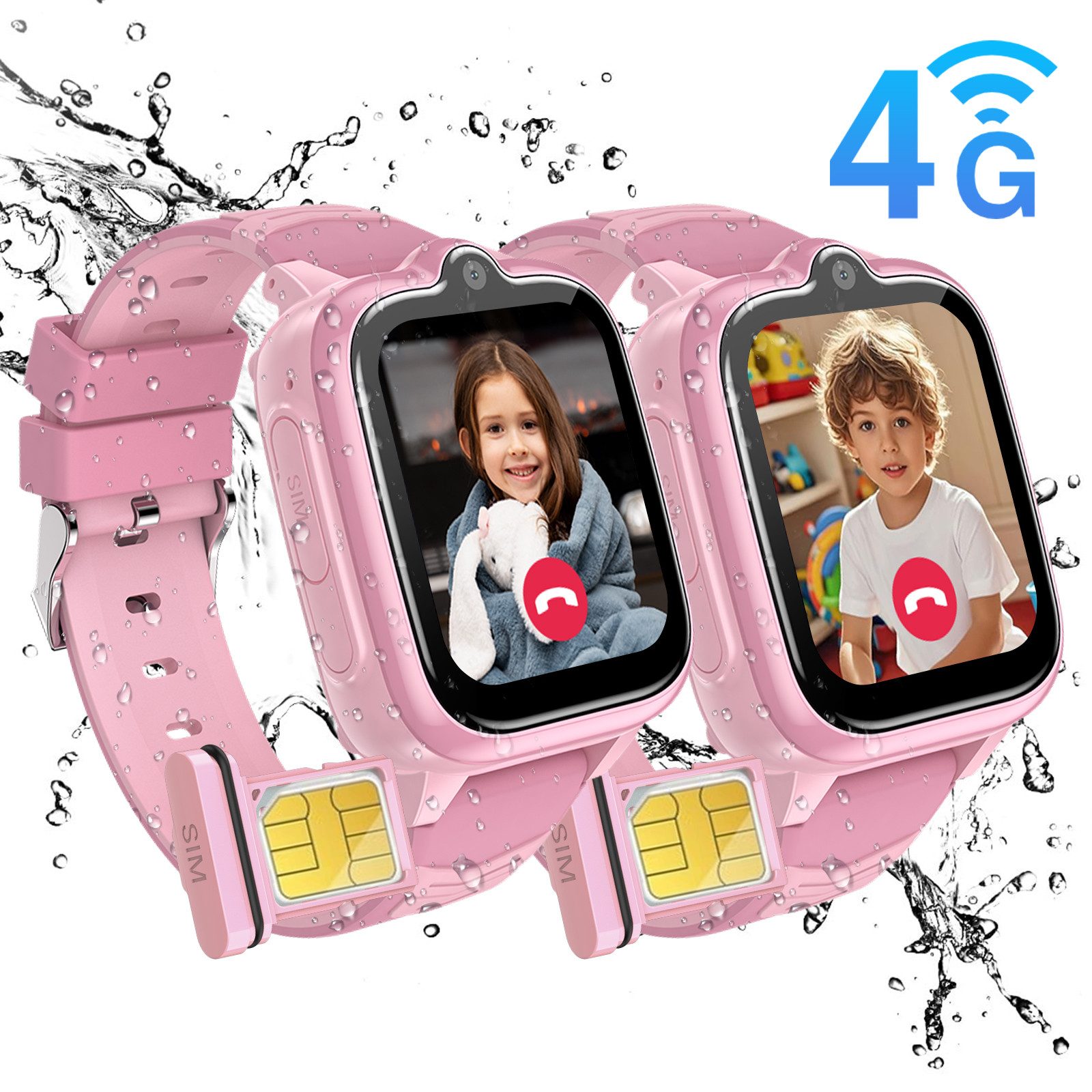 blackview GPS-Smartwatch Z10 für Kinder (4G, inkl. App) – im 2er-Pack Smartwatch, 1,83", 8GB, GPS+LES+WiFi, 4G-LTE, IP67, SOS, Bluetooth