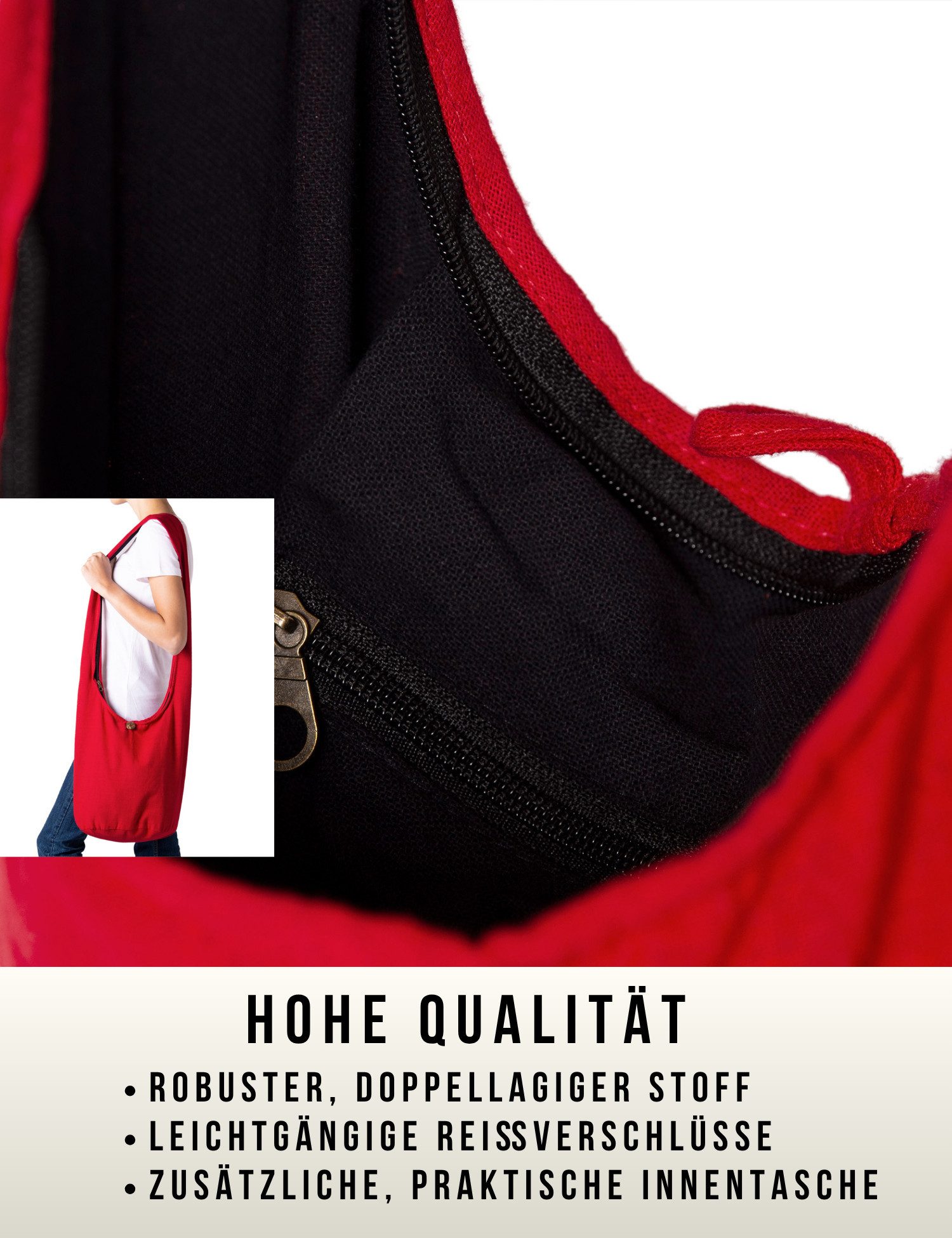 PANASIAM Freizeittasche Schulterbeutel einfarbig Schultertasche aus 100% Baumwolle in 2 Größen, Umhängetasche auch als Wickeltasche Handtasche oder Strandtasche