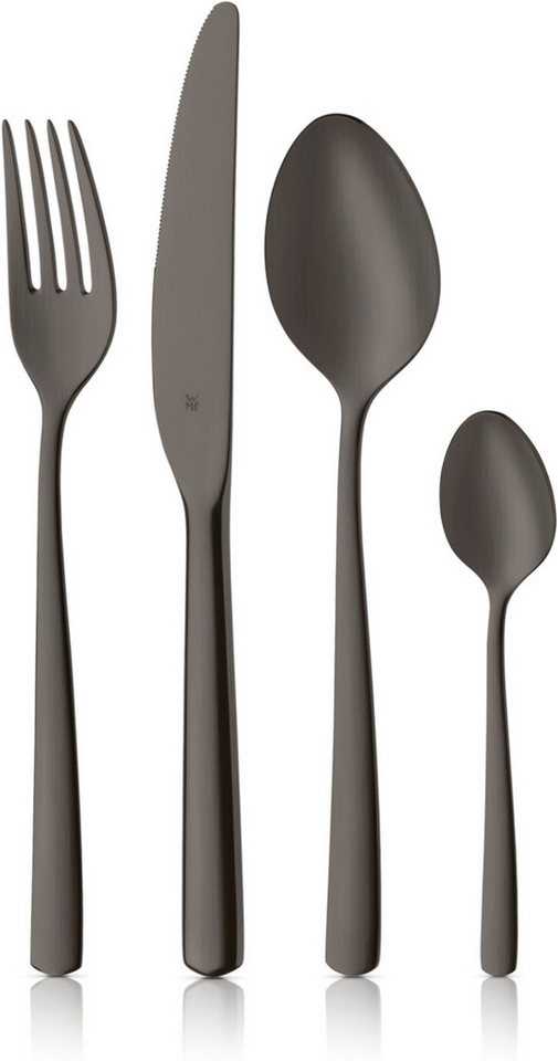 WMF Besteck-Set Boston in edler Optik, ergonomische Haptik, Messer mit Wellenschliff (24-tlg), 6 Personen, Cromargan® Edelstahl Rostfrei 18/10, optimale Schärfe, rostfrei, edel, hochwertiger Besteckkasten