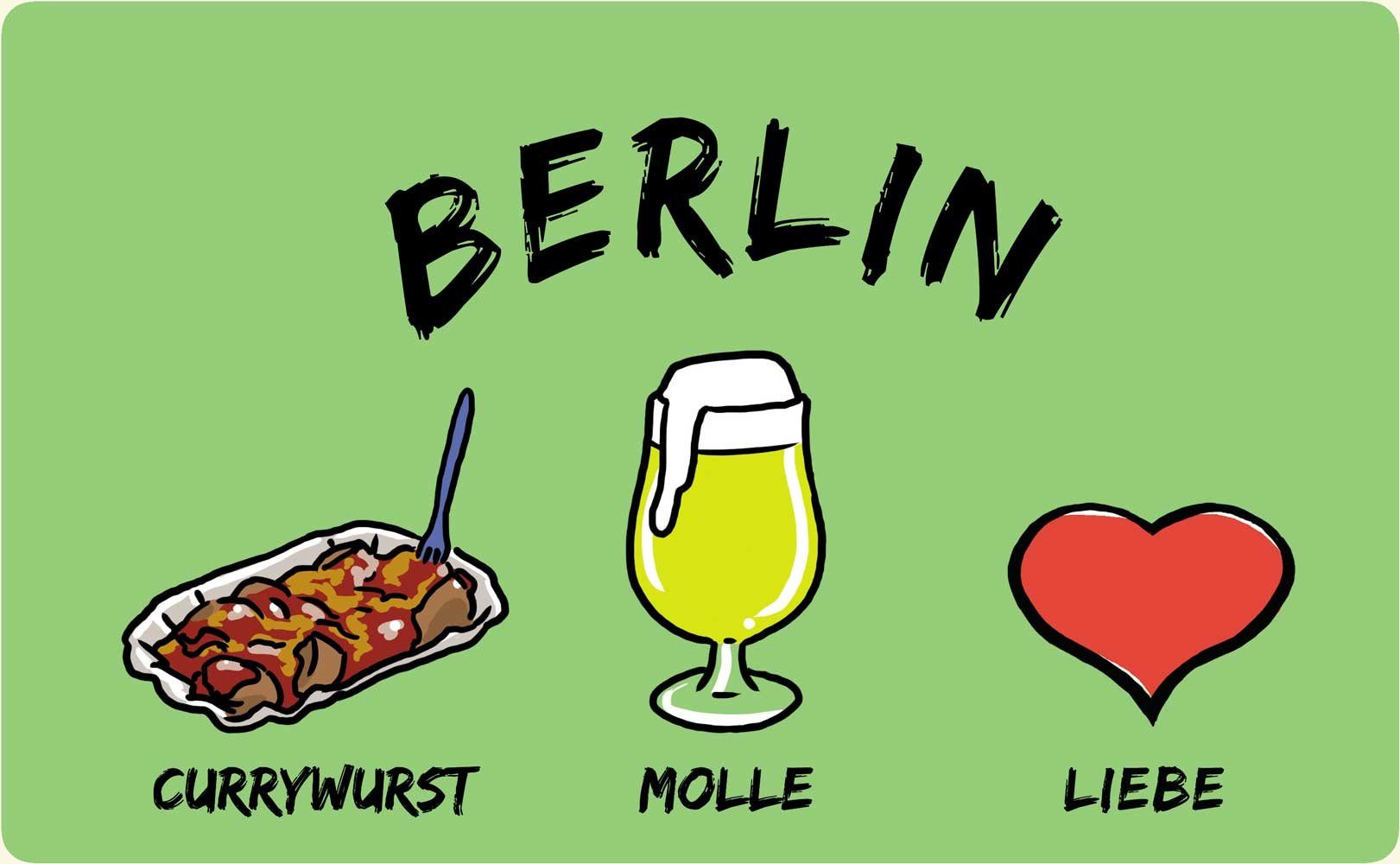 Currywurst-Molle-Liebe, Melamin Berlin: Frühstücksbrett die Stadtmeister