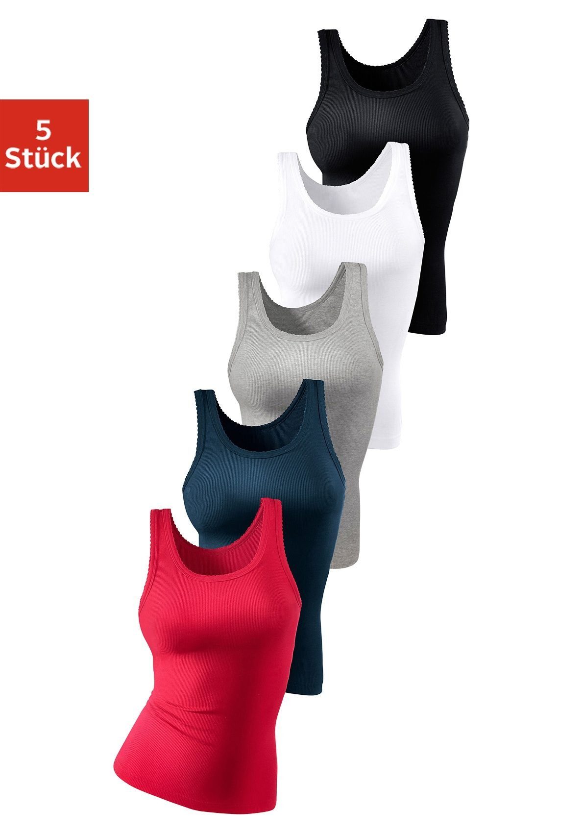 petite fleur Unterhemd (5er-Pack) aus weicher Feinripp-Qualität, Tanktop, U günstig online kaufen