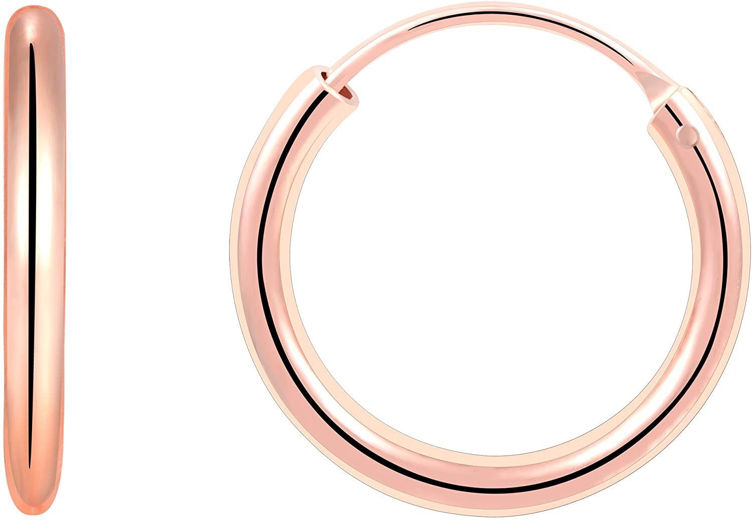 Karisma Paar Creolen 1 Paar Klassisch Damen Creolen 925 Sterling Silber Stärke 2mm CR-PA103, Größe 16mm - Silber Roségold