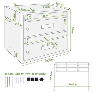 Burg Wächter Briefkastenanlage 6 Parteien weiß Briefkästen freistehend mit Standfuß