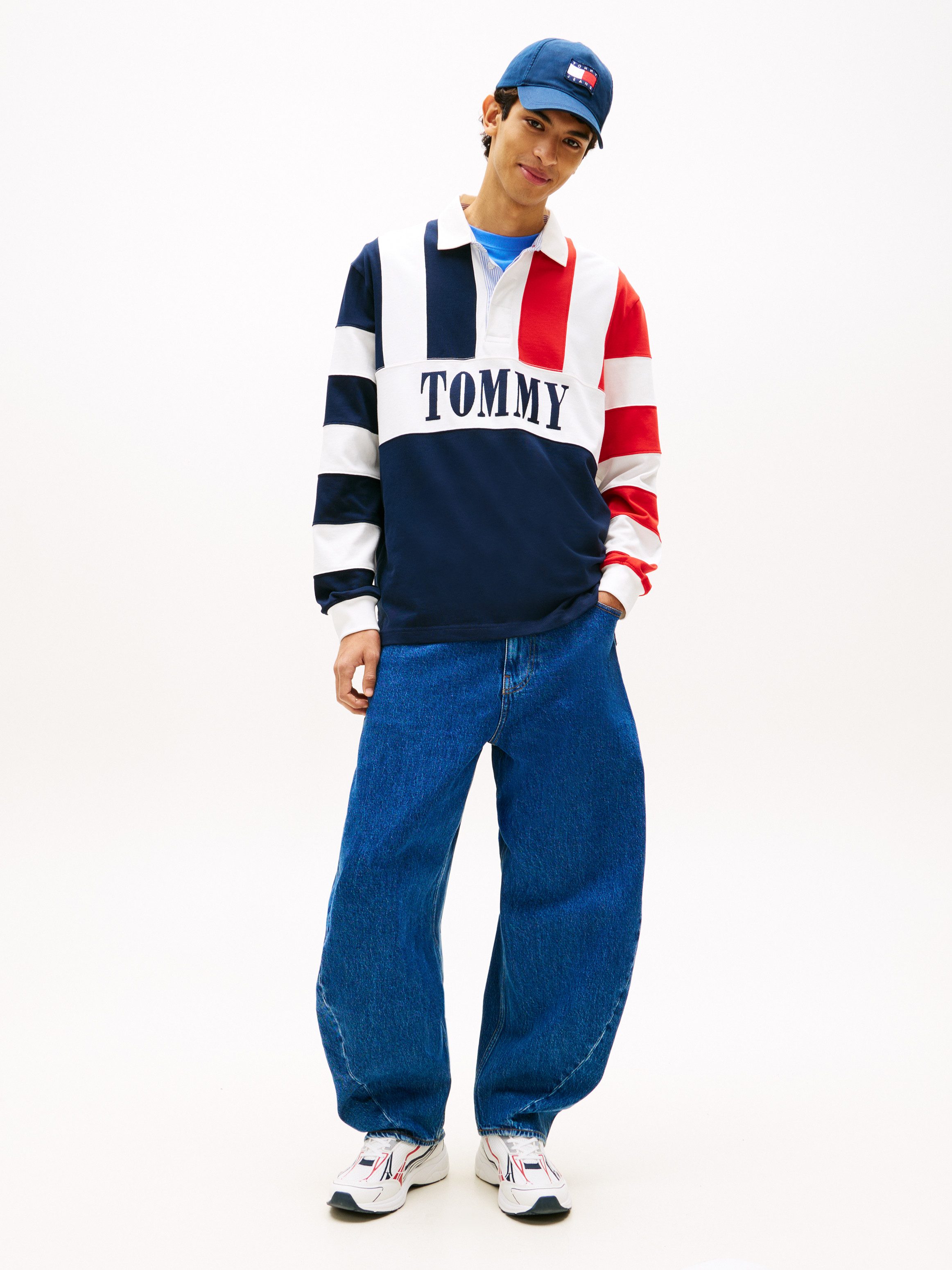 Tommy Jeans Langarm-Poloshirt TJM RELAXED FIT ARCHIVE RUGBY Relaxed fit mit Markenprint