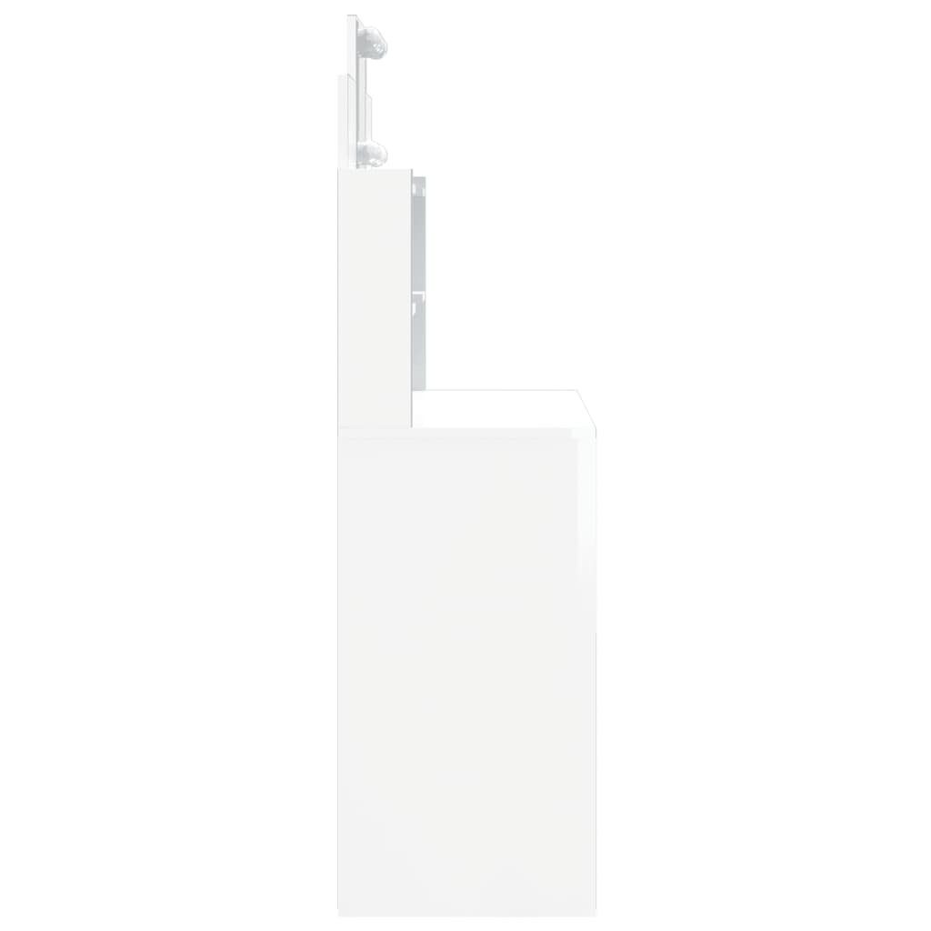 furnicato Schminktisch mit LED-Leuchten Hochglanz-Weiß cm 96x40x142