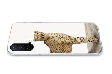 MuchoWow Handyhülle Leopard - Tiere - Weißer Hintergrund - Kinder - Jungen - Mädchen, Phone Case, Handyhülle OnePlus Nord CE 5G, Silikon, Schutzhülle