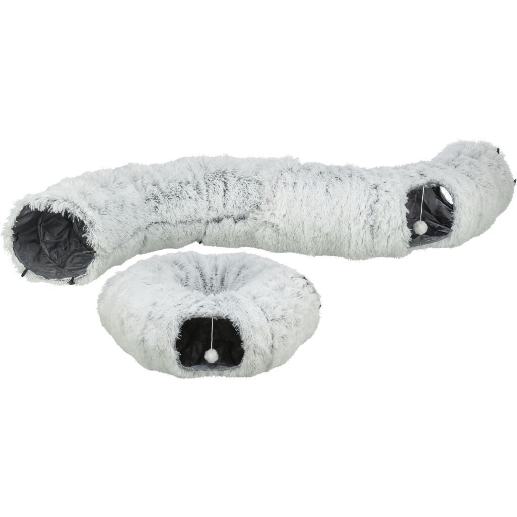 TRIXIE Tiertunnel Spieltunnel Harvey - grau - ø 25 × 160 cm, Plüsch