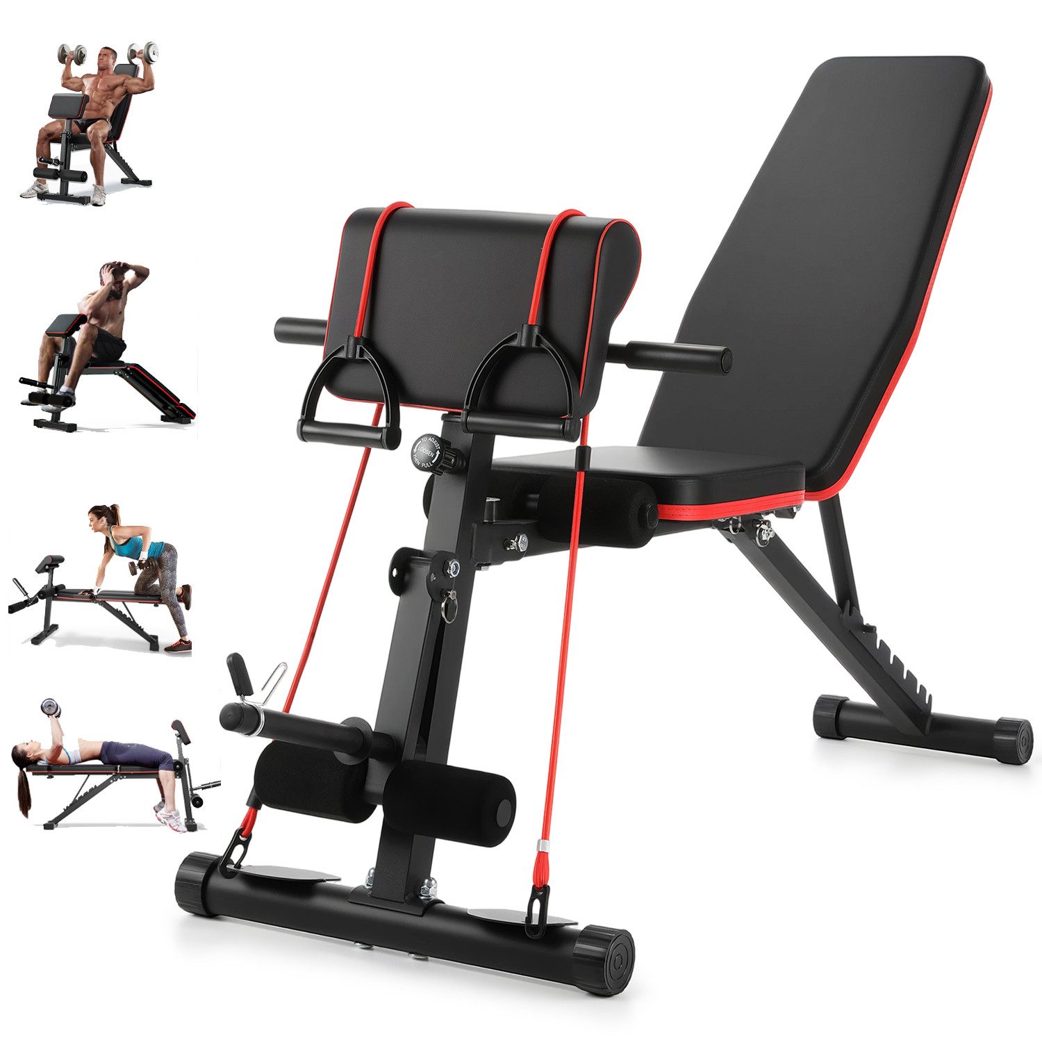 kehot Hantelbank Klappbare Hantelbank – Verstellbare Fitnessbank für Zuhause, (Multifunktionale Schrägbank mit 7-Fach Verstellbarer Rückenlehne, Bauchtrainer & Trainingsbank für Effektives Ganzkörper-Workout), Stabile Stahlkonstruktion, bis 300 kg Belastb