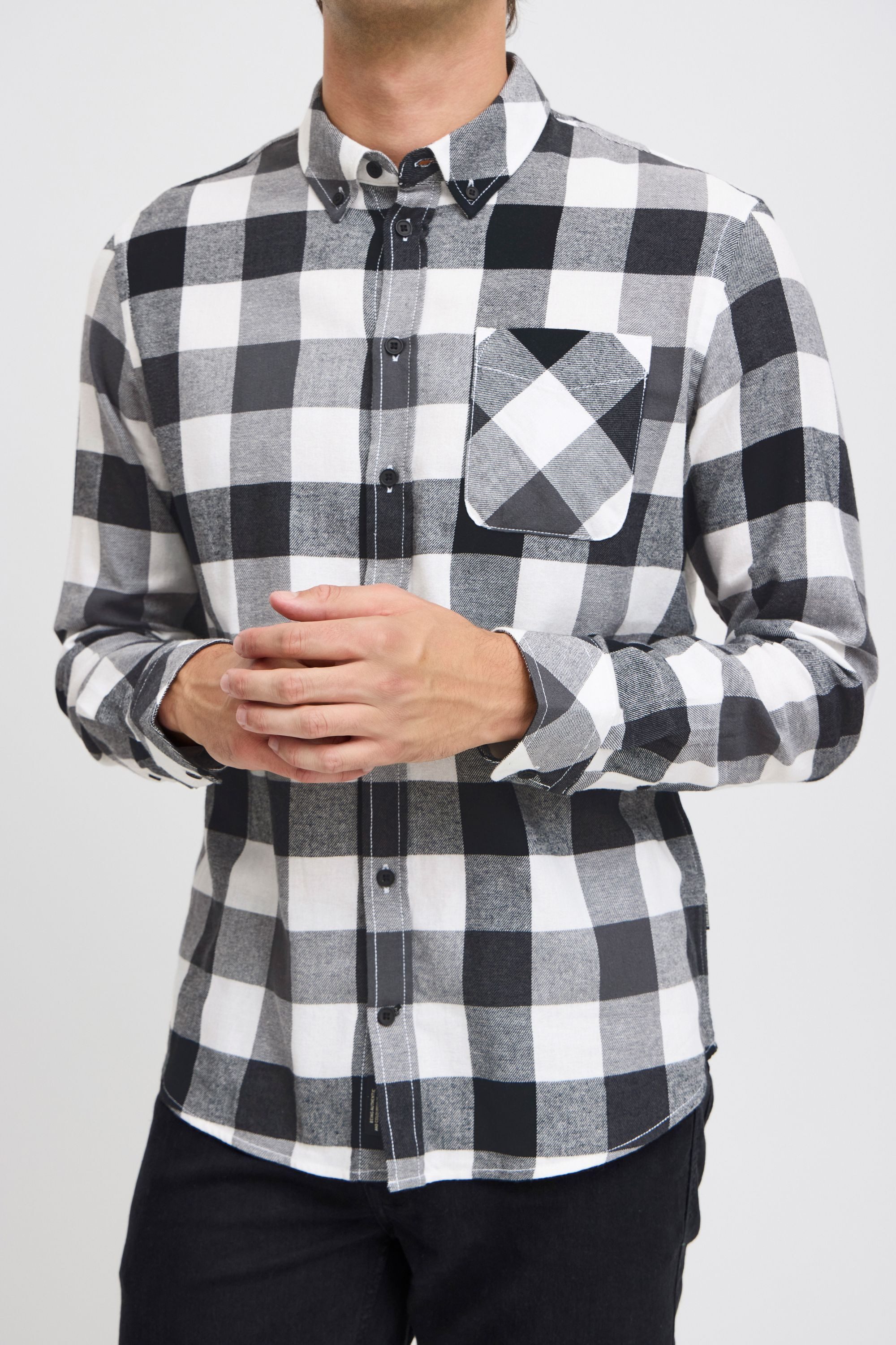 Blend Langarmhemd BHShirt Stilvolles kariertes Langarmhemd mit Brusttasche