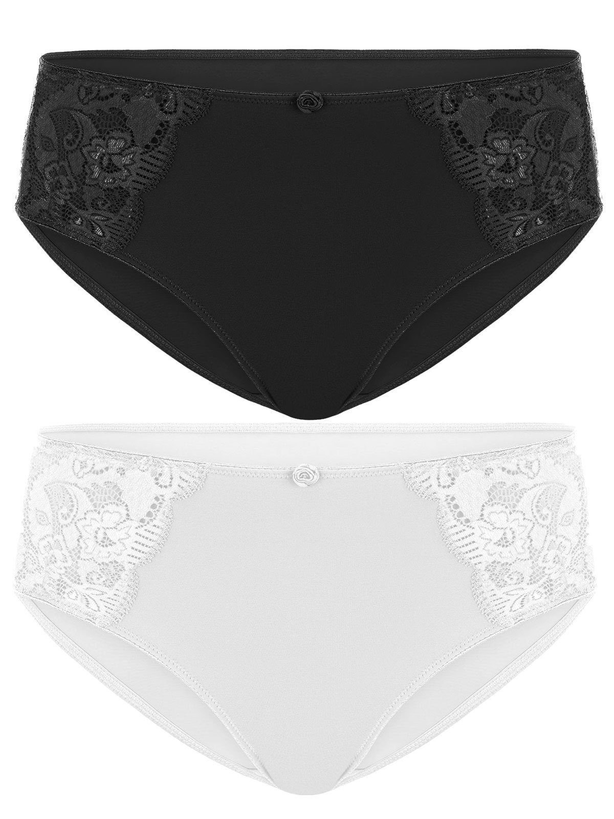 2er Damen Susa (Spar-Set, Slip Latina Slip 2-St) Pack schwarz-weiss Zwickel