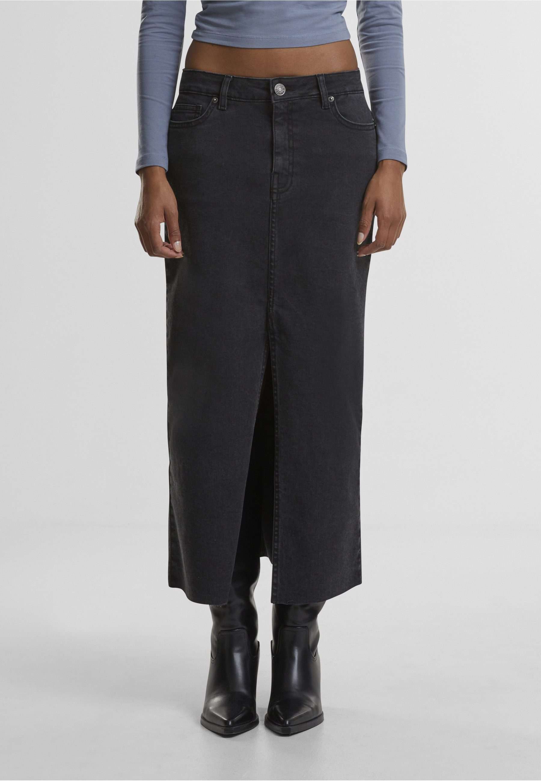 URBAN CLASSICS Sommerrock Urban Classics Ladies High Slit Denim Skirt (1-tlg)