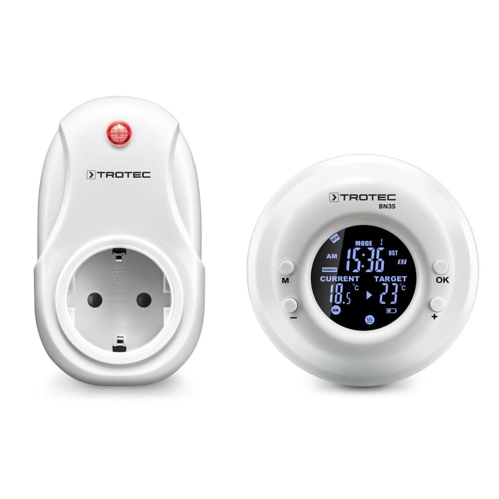Zeitsteuerung Zeitschaltuhr mit BN35 Funk-Thermostat TROTEC Thermostat Steckdosen-Thermostat