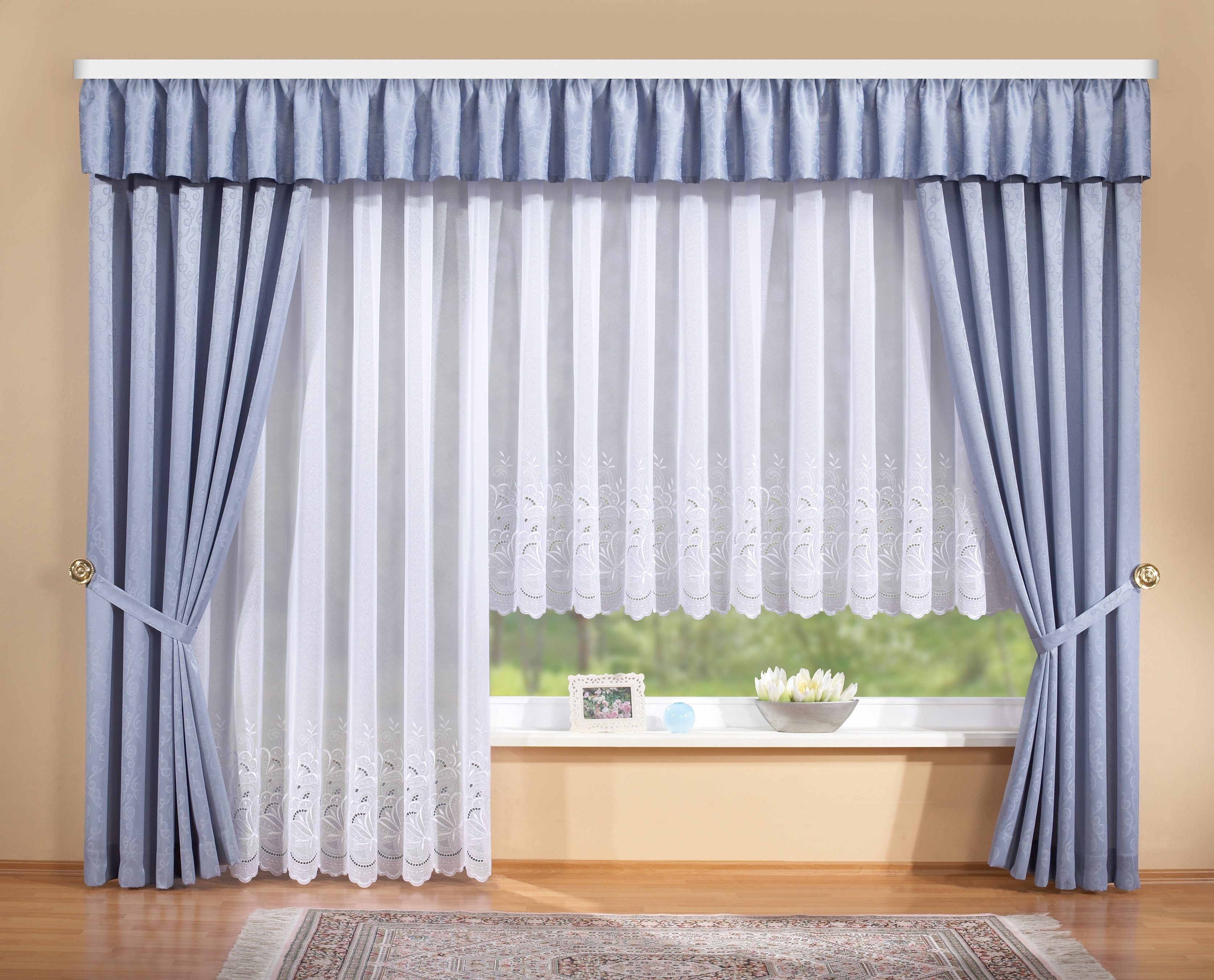 Stickereien Plauen Gardine Alena (1 St), Kräuselband, transparent, veredelt mit echter Plauener Spitze Stickerei