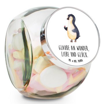 Mr. & Mrs. Panda Vorratsglas XL 2000ml Pinguin Marienkäfer - Weiß - Geschenk, Glasdose, Keksbehält, Premium Glas, (1-tlg), Vielseitig einsetzbar