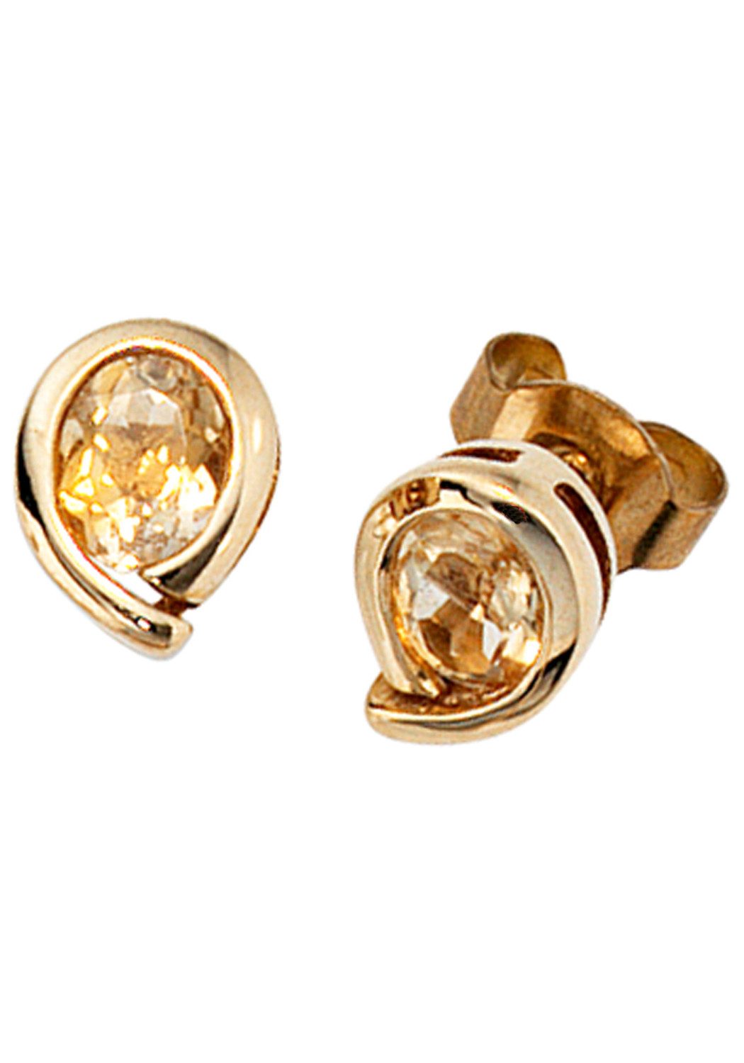 JOBO Paar Ohrstecker Tropfen, 375 Gold mit Citrin 7,7 mm günstig online kaufen