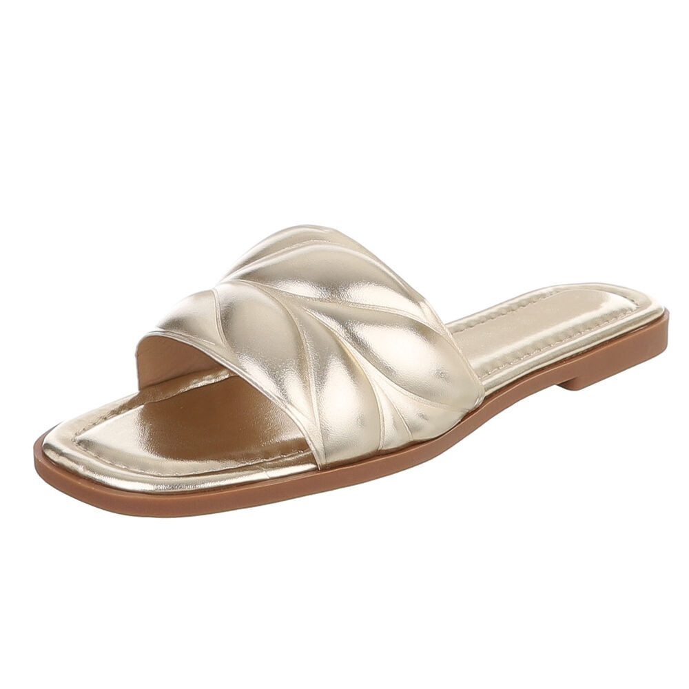 Damen Slipper mit gepolsterter Riemen-Optik Pantolette