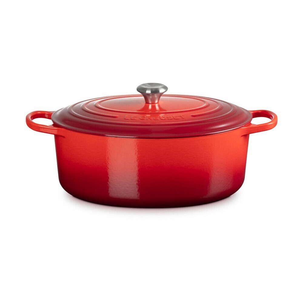 LE CREUSET Bräter Bräter mit Deckel 35 cm Signature Kirschrot, Emailliertes Gusseisen, Schmortopf, Cocotte, Bratentopf, ca. 8-10 Personen, Ø35cm, Gusseisen