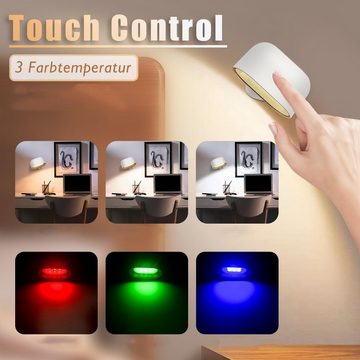 Bedee Wandleuchte LED Wandleuchte Innen Kabellos Lampe 5 Helligkeitsstufen 360° Drehbare, Touch Control Wandlampen, LED fest integriert, Warmweiß, für Wohnzimmer Schlafzimmer Treppenhaus Flur kabellose wandleuchten