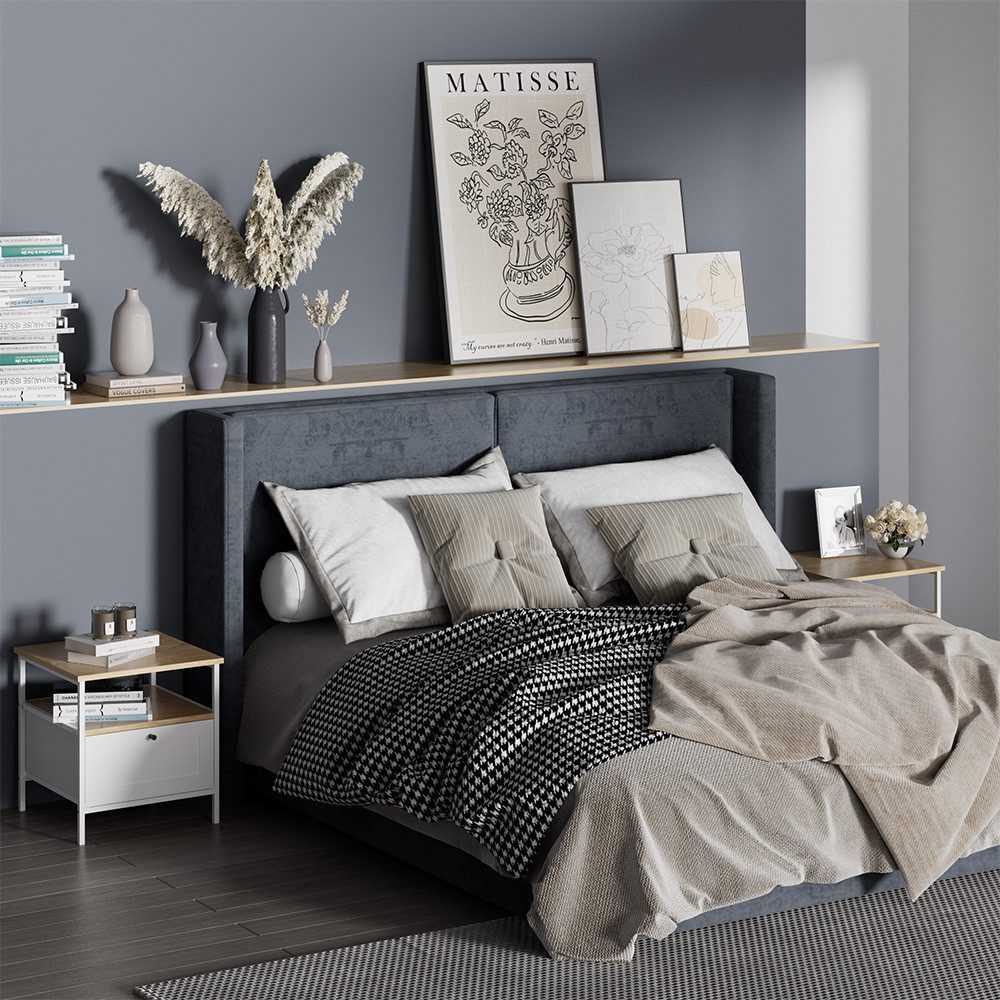 Nachtschrank Lunis, Weiß, 45 x 47 cm 2er Set