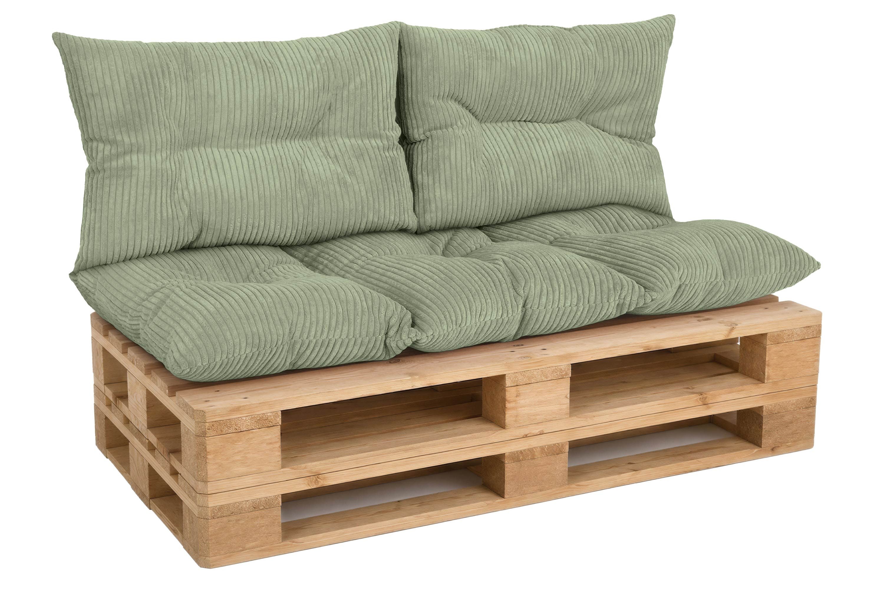 Amilian Palettenkissen Set 3-teilig Palettenauflagen für Europaletten, Balkon, Terrasse, Sitzkissen 120x60 cm + 2x Kissen 40x60 cm