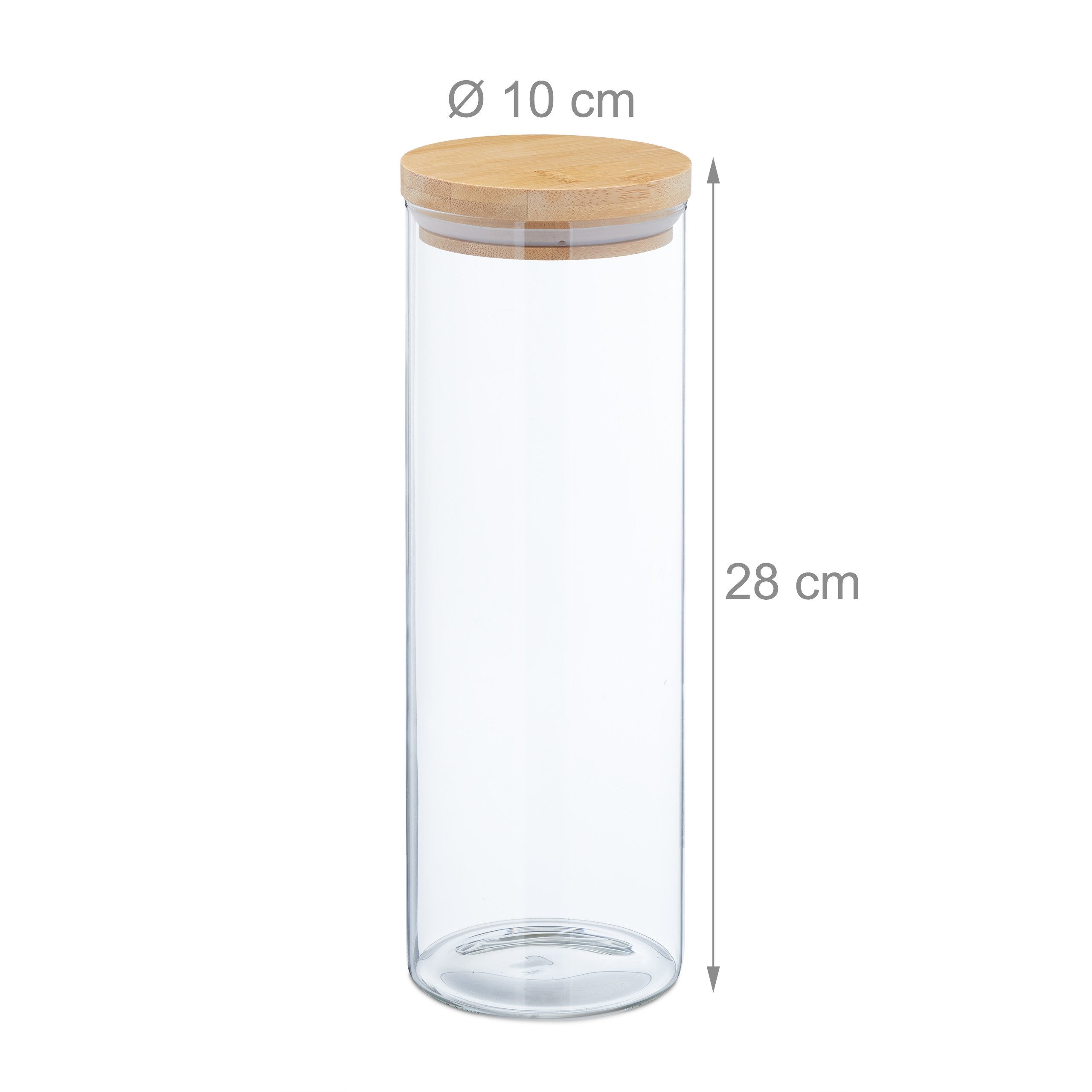relaxdays Vorratsglas 3er Set Vorratsgläser mit Deckel 1600 ml, Glas, (3-tlg) – Bild 4 von 5