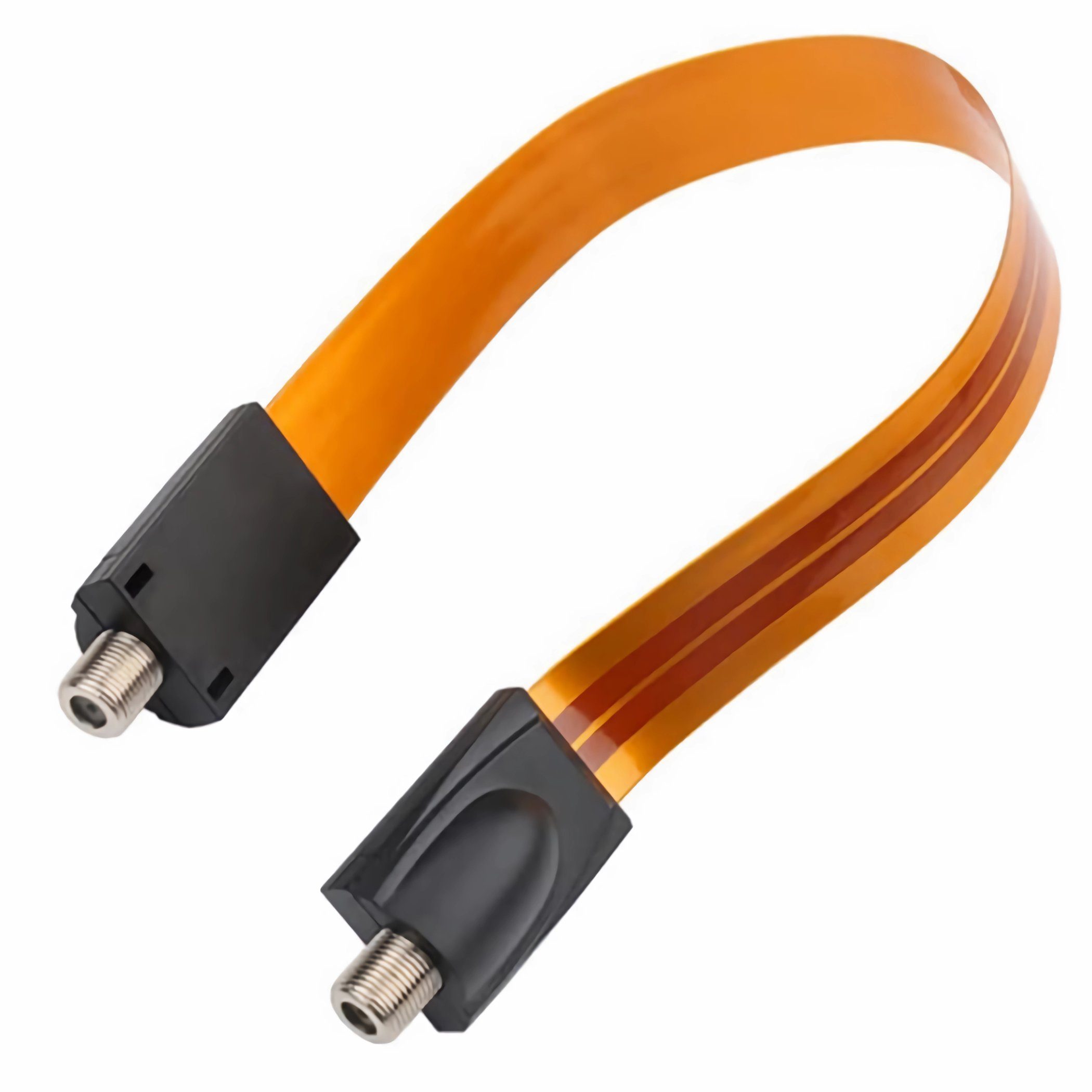 Bolwins P61 Kabel Sat F-Typ Antenne Fernseher Satellit F Verlängerung Adapter TV-Kabel, F-Typ Stecker, Koaxial, F-Typ Buchse, Koaxial (26 cm), Ultradünnes 0,20 mm Flachkabel mit Klebepads zur Überbrückung