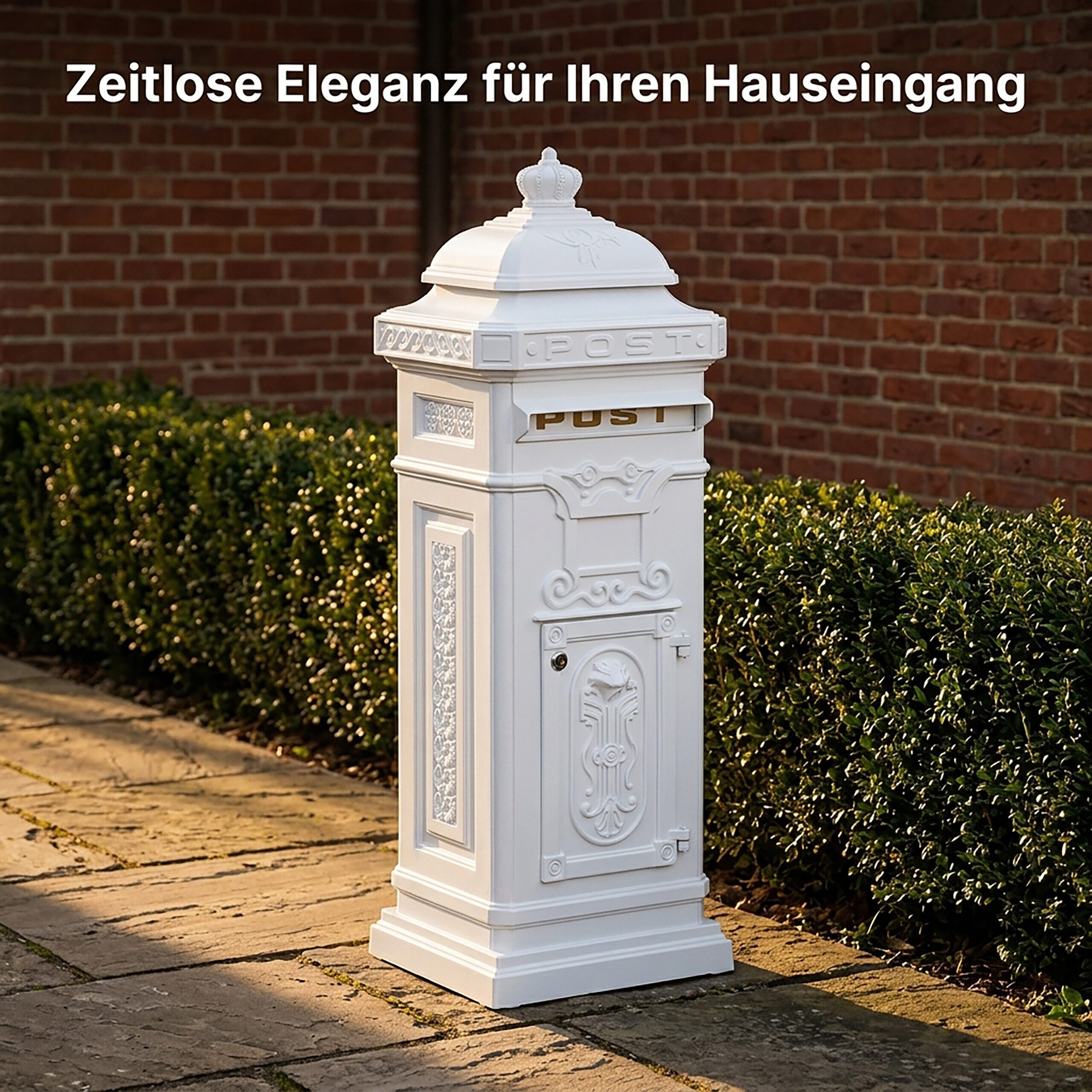 relaxdays Briefkasten Standbriefkasten Antik (1-St), weiß – Bild 5 von 5
