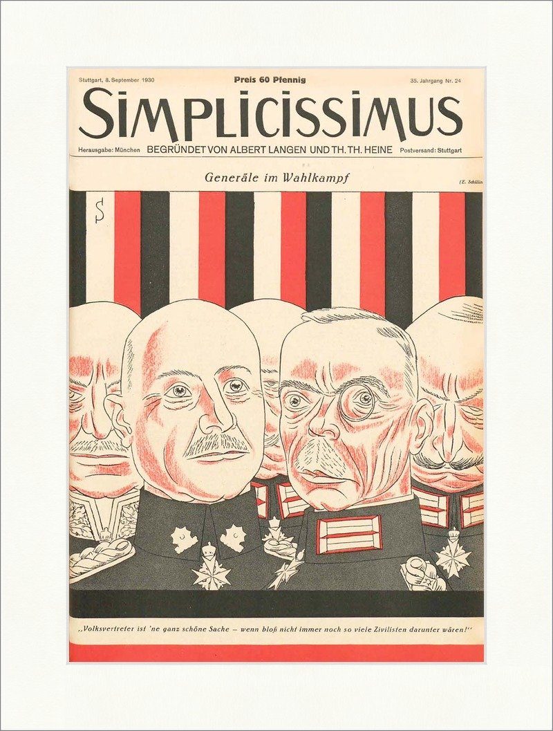 Kunstdruck Titelseite der Nummer 24 von 1930 Erich Schilling Wahlkampf Simpliciss, (1 St)