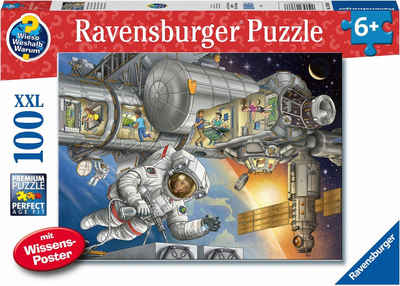 Ravensburger Puzzle Wieso? Weshalb? Warum? Auf der Weltraumstation, 100 Puzzleteile, Made in Germany; FSC®- schützt Wald - weltweit