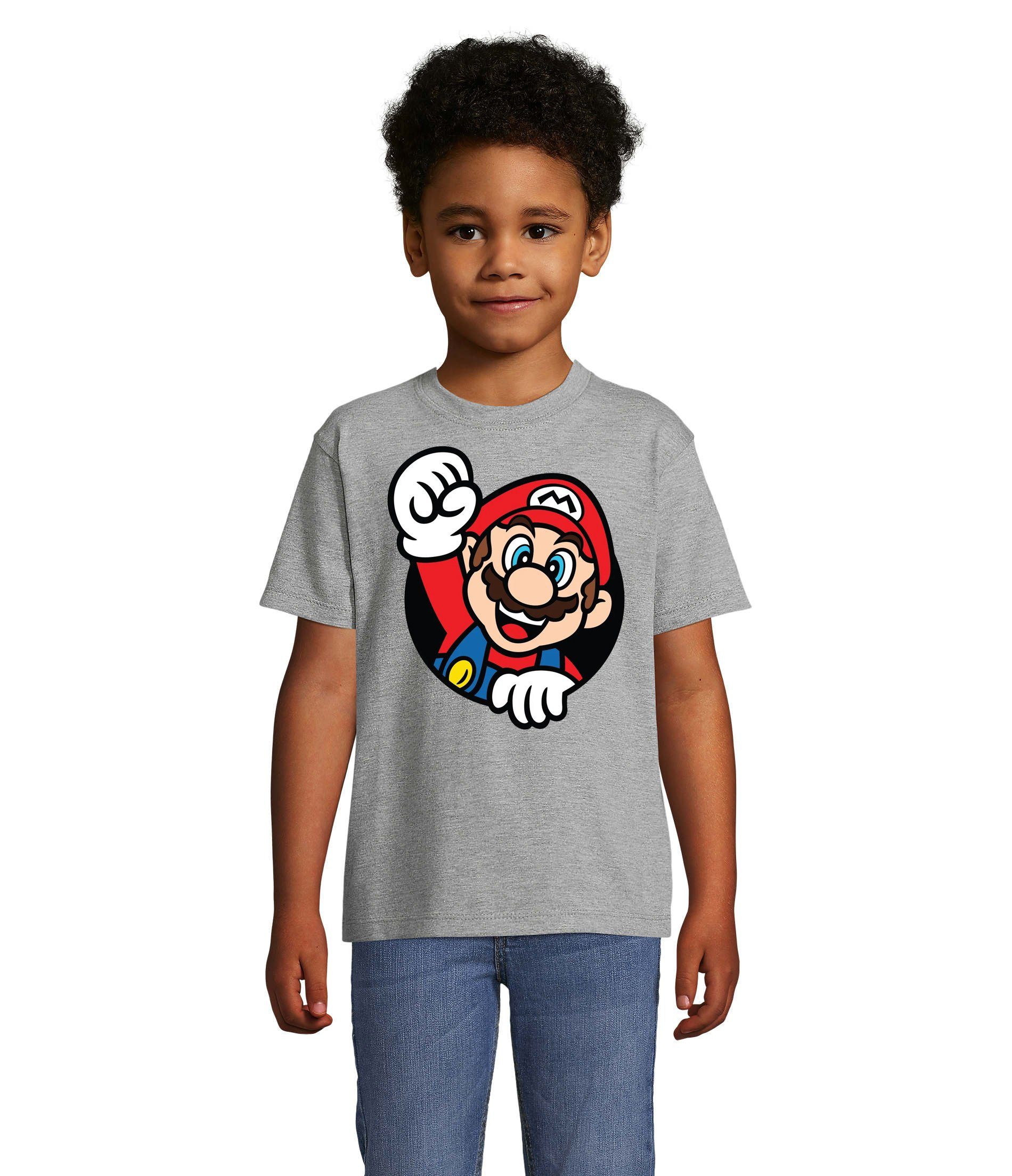 Gaming Konsole Super Kinder Nintendo T-Shirt Spiel Konsole Grau Brownie Nerd Faust Mario Blondie &