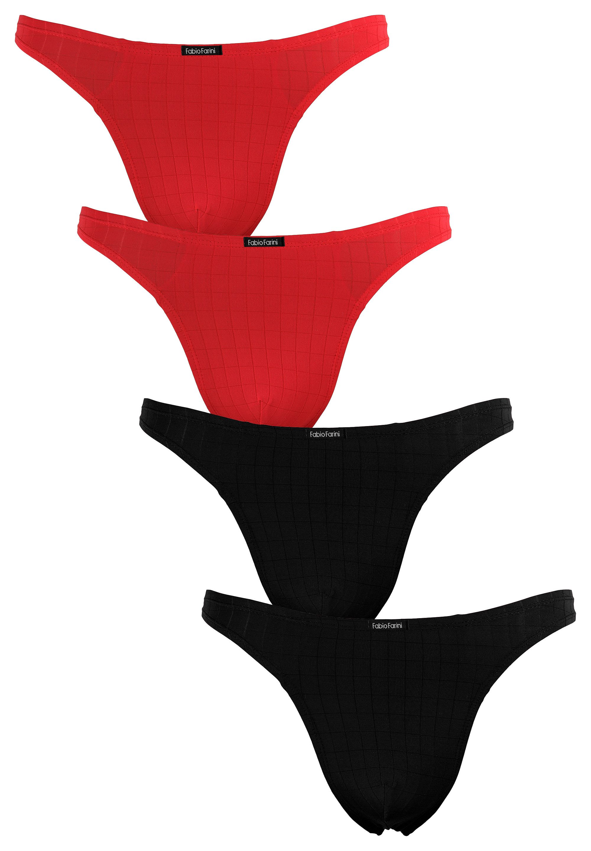 Fabio Farini String Herren Unterhosen - Männer Tangas aus atmungsaktiver Mikrofaser (4-St) im sportlichen Look mit Karo-Muster