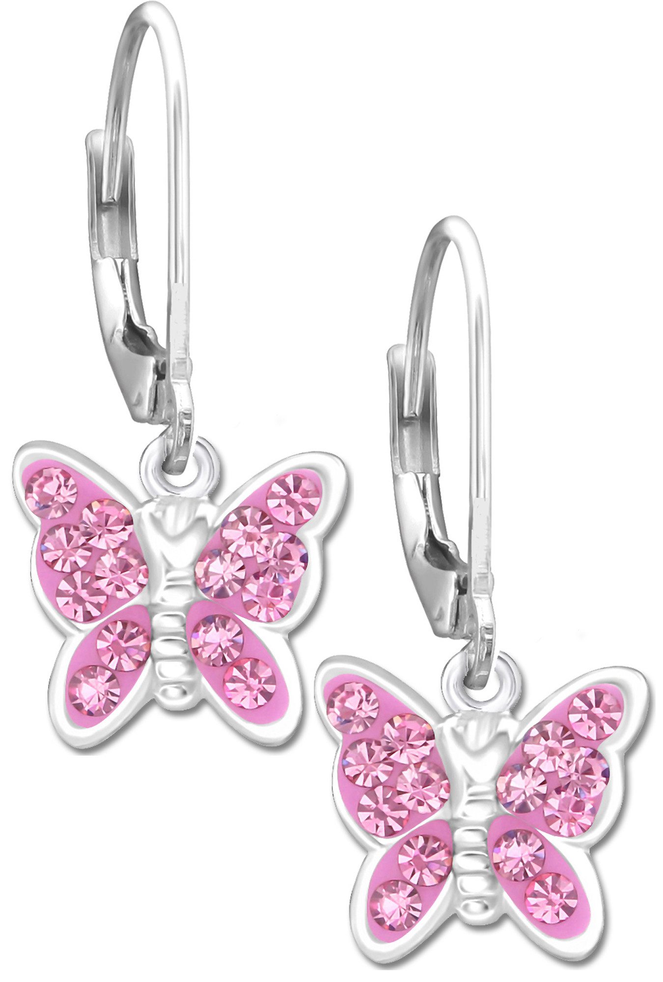 Limana Paar Ohrhänger filigrane Schmetterling Mädchen Ohrringe 925 Silber Brisur Schmuck (inkl. Dose), Geburtstag, Einschulung, Schulanfang, Ostern, Weihnachten, Nikolaus