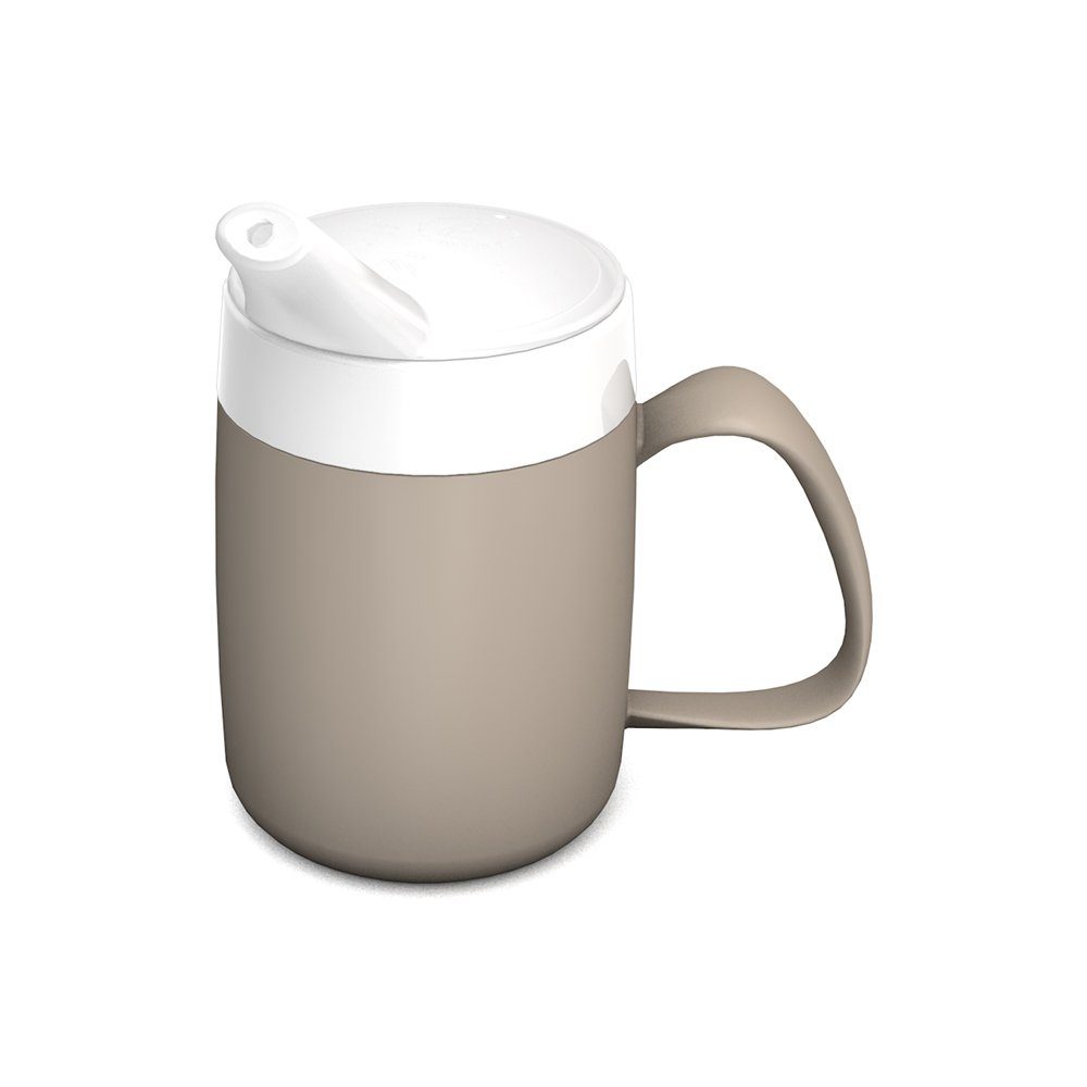 Ornamin Schnabelbecher Becher mit Trink-Trick mit Schnabelaufsatz/Trinkaufsatz, 2-tlg., Kunststoff, Trinkhilfe l Alltagshilfe l Schnabeltasse l Made in Germany