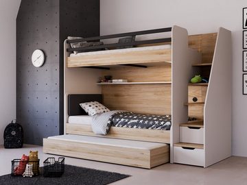 Möbel-Lux Kinderbett New Options (Set, 3-tlg., Hochbett mit Einzelbett und Schublade), Almila Hochbett Kinderzimmer Set New Options mit 3 Schlafplätzen
