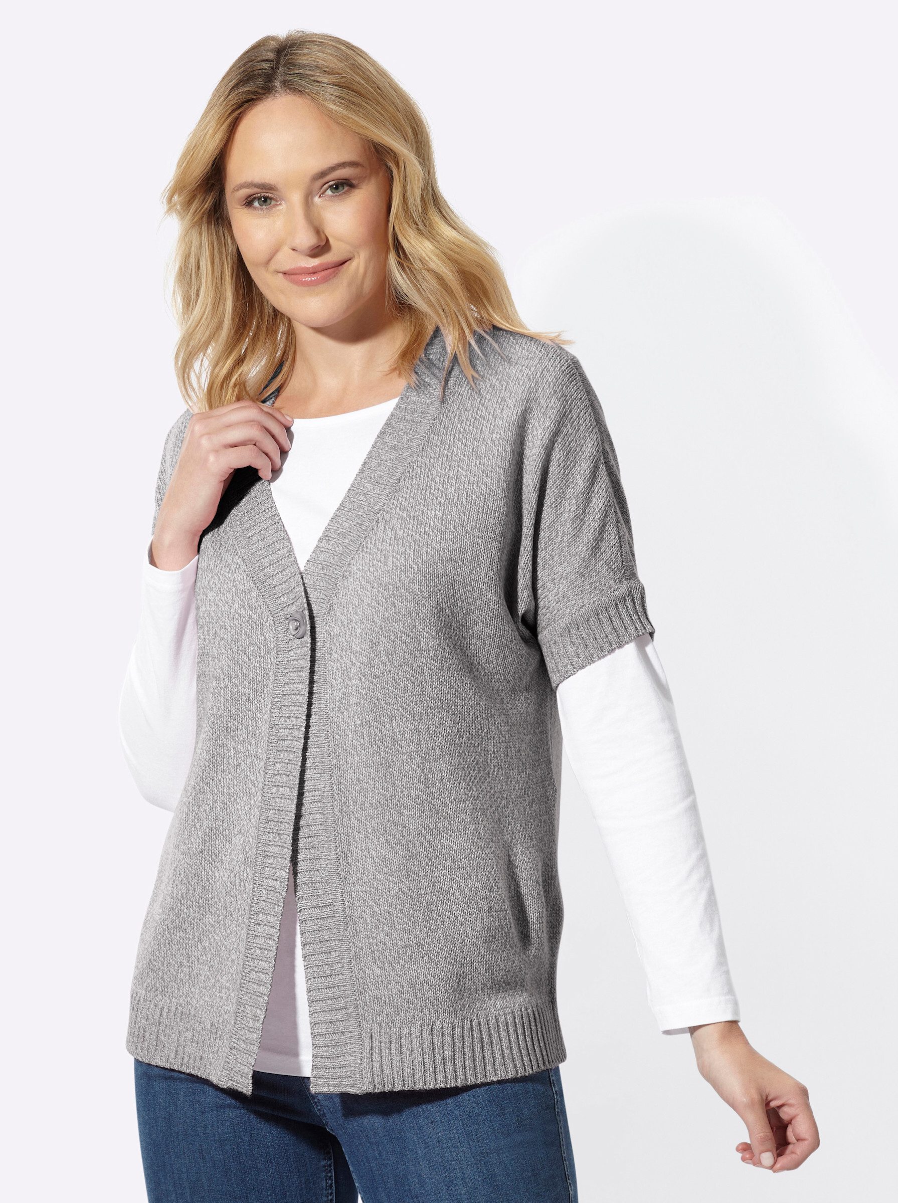 Sieh an! Strickjacke Strickjacke Kurzarm Jersey