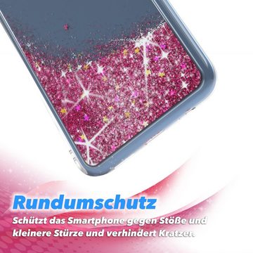 EAZY CASE Handyhülle Glittery Case für Xiaomi Redmi Note 9/Redmi 10X 4G 6,53 Zoll, Glitzerhülle Shiny Slimcover stoßfest Durchsichtig Bumper Case Pink