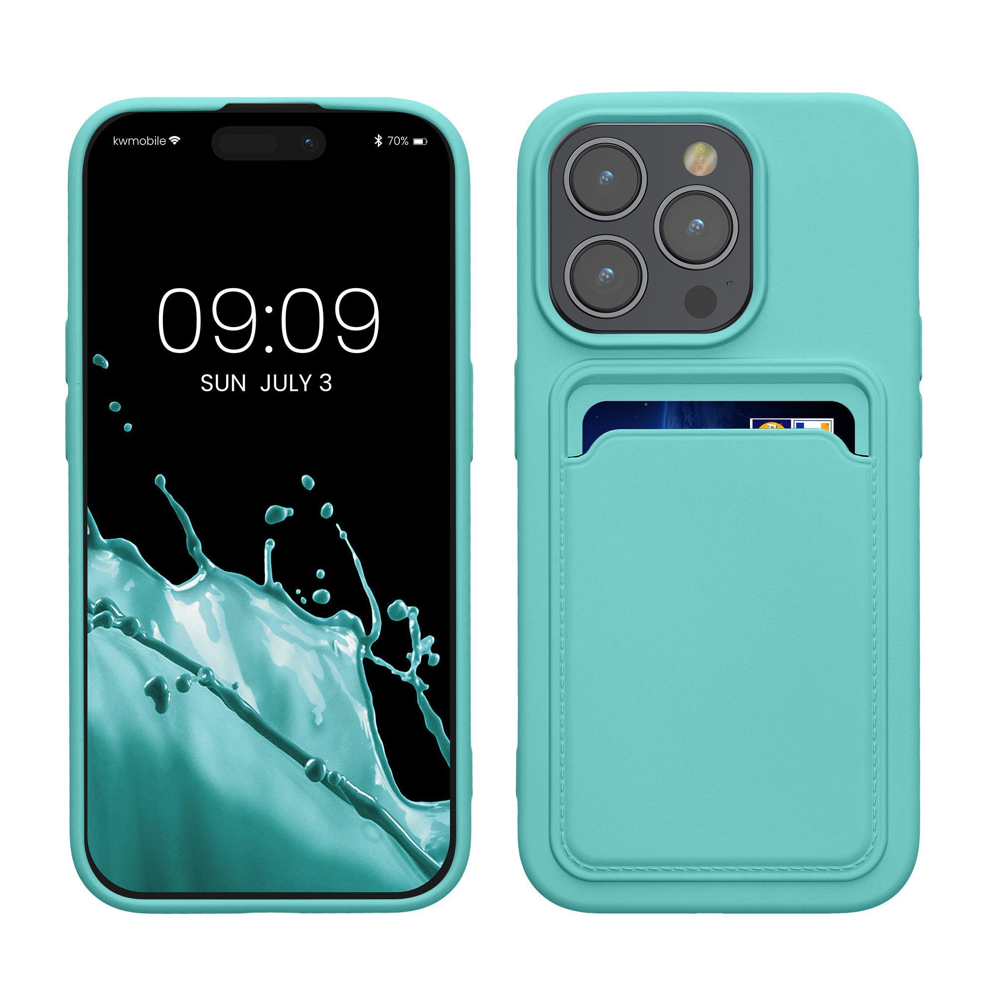 kwmobile Handyhülle Hülle für Apple iPhone 15 Pro, Handyhülle mit Fach für Karten - Handy Cover Case