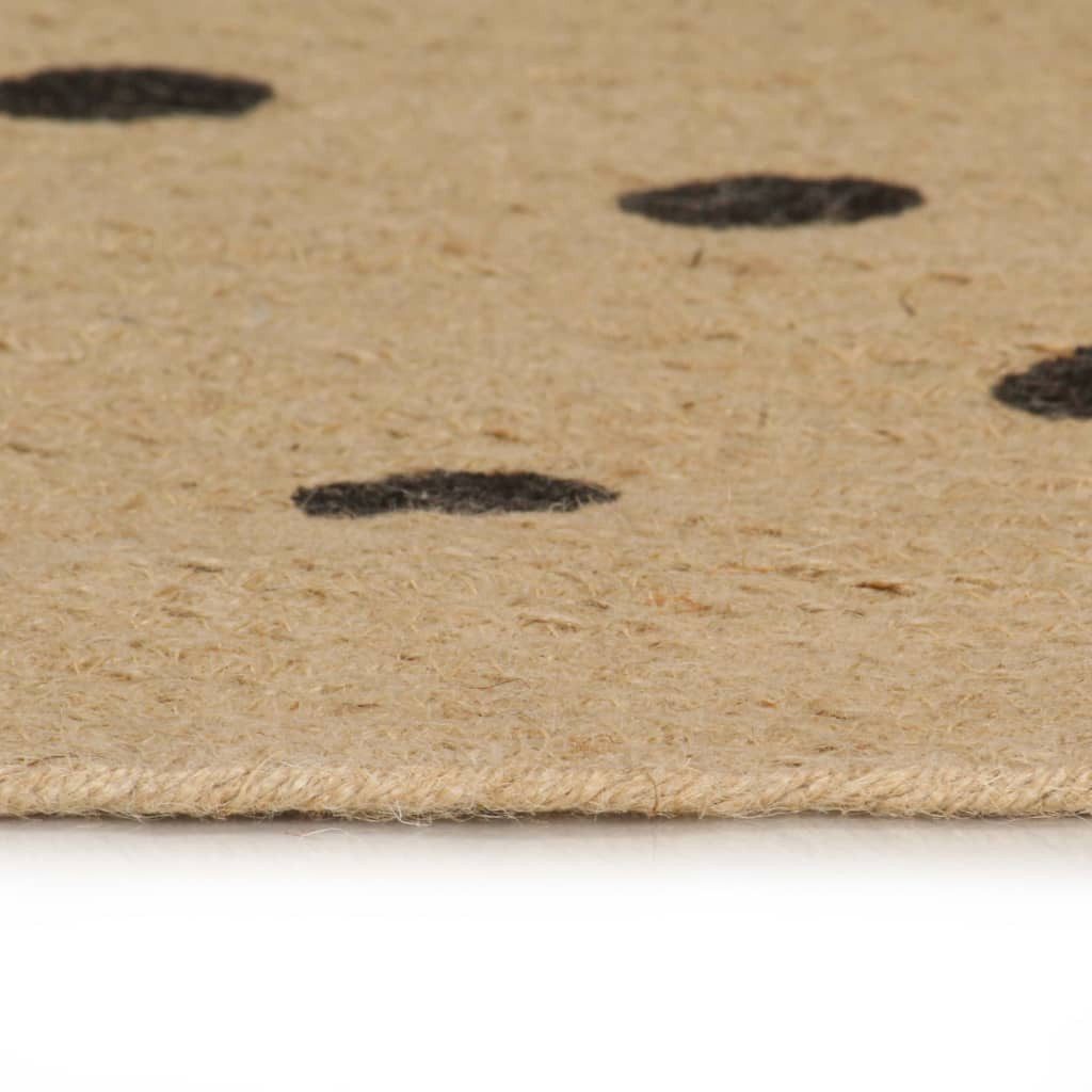 vidaXL Teppich Teppich Handgefertigt Jute mit Punktmuster 90 cm, Runde
